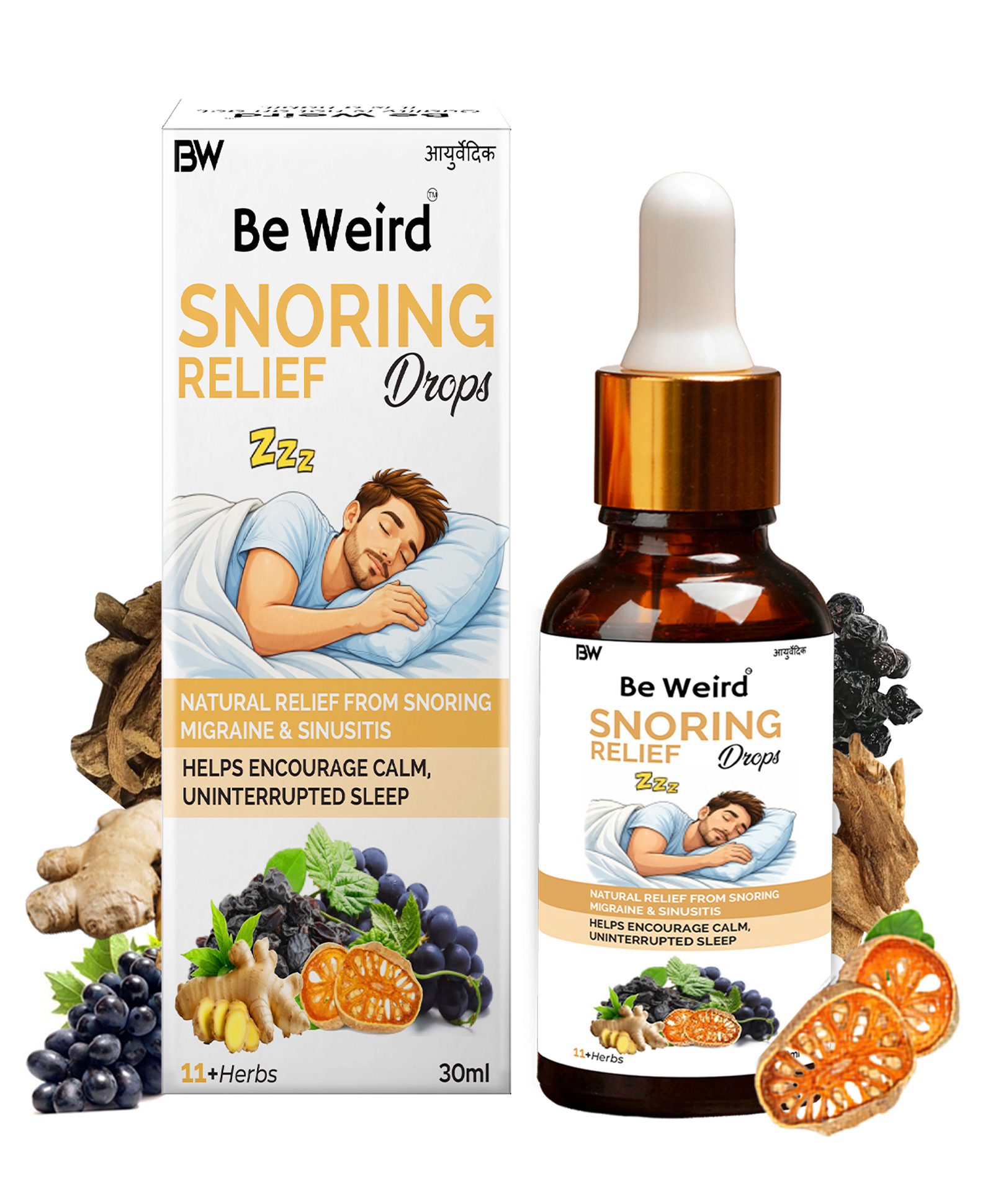 Be Weird Snoring Relief Drops, Herbal Nasal Drops for Snoring Relief & Better Sleep, With Indian Bael, Draksha, Dry Ginger & Long Pepper, Improves Breathing, 100% Natural for Men & Women - 30ML-picture-19