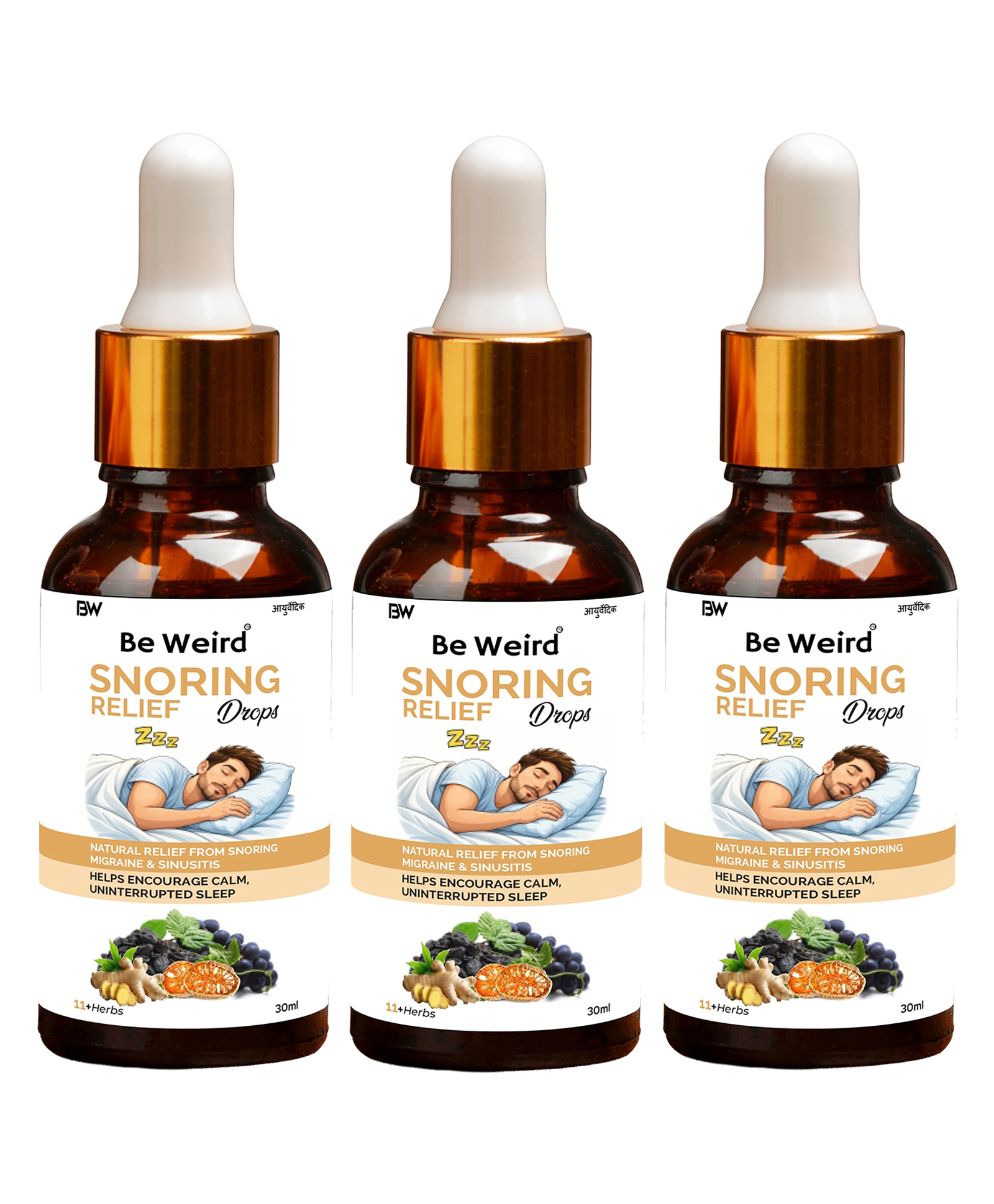 Be Weird Snoring Relief Drops, Natural Sleep & Breathing Support Formula, Helps Reduce Throat Vibration & Night Snoring, Daily Snore Care Drops ( Pack of 3) - 90ML-image-26