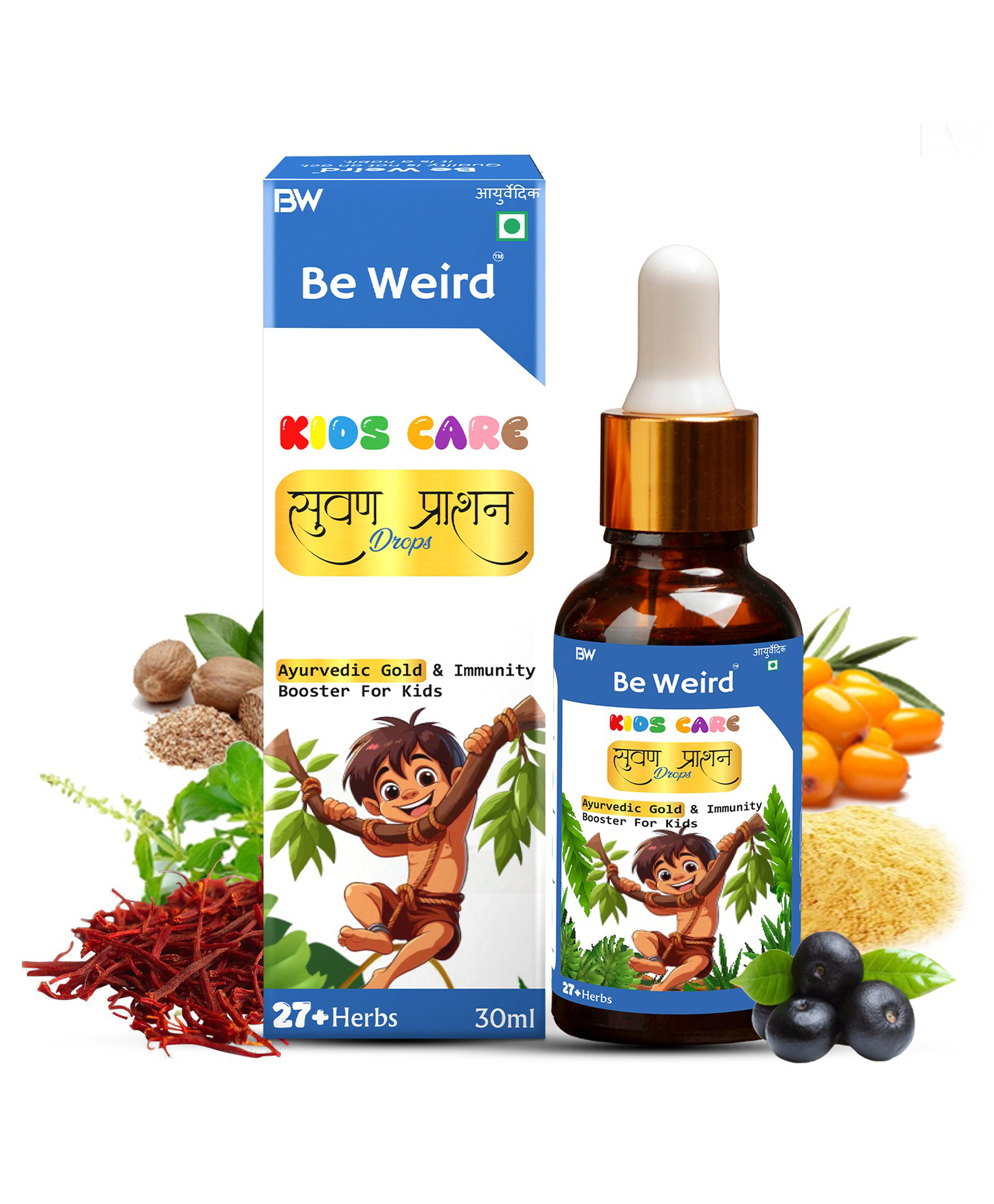 Be Weird Kids Care Swarnaprashan Drop For Kids - Natural Formulated With Pure 24Ct Gold, Healthy Growth, Golden Nectar, Improves Growth Strength For Kids 100% Ayurvedic - 30Ml-picture-10