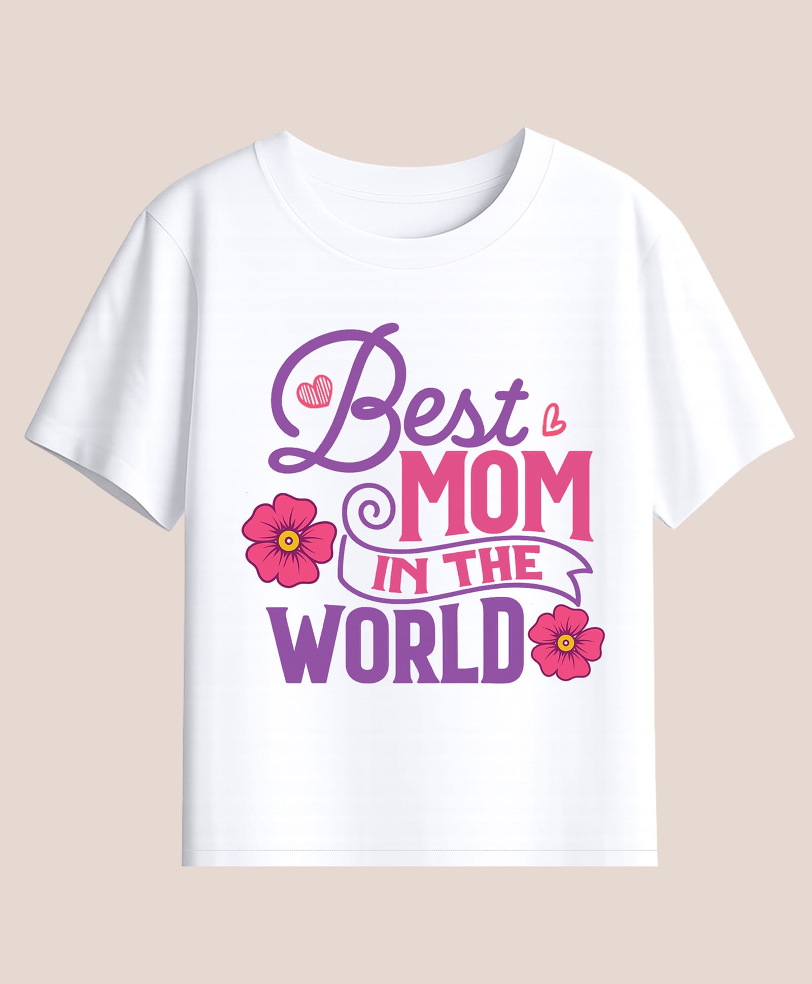 BLUSHES Cotton Knit Mothers Day Theme Half Sleeves Best Mom In The World Text Printed Tee - White-picture-27