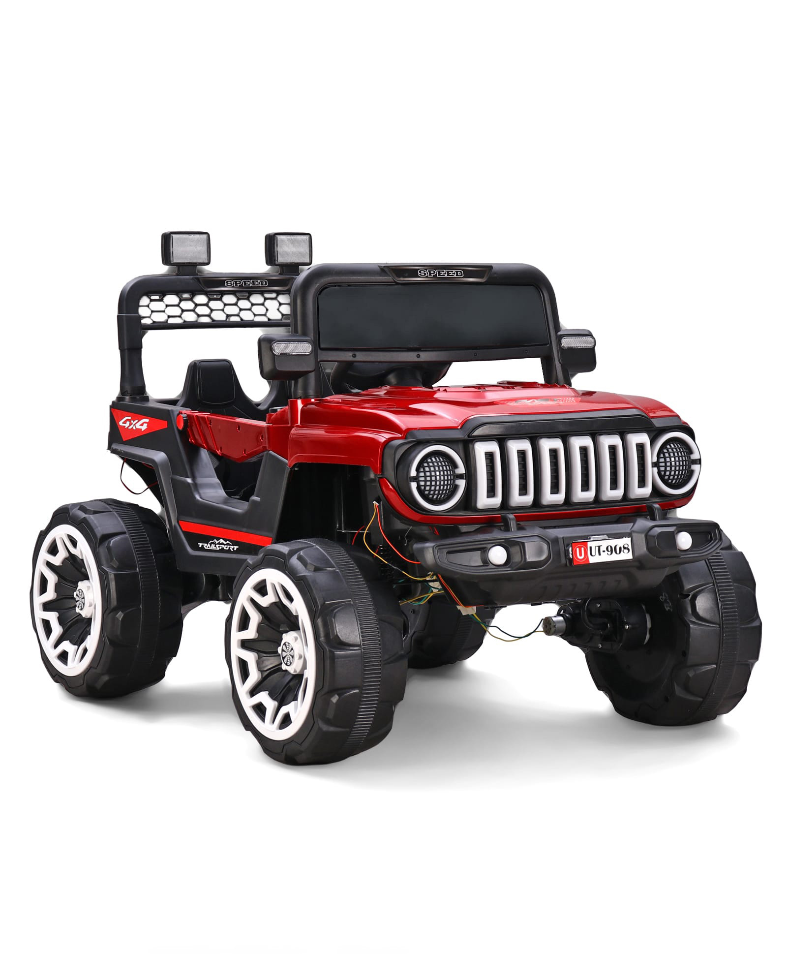 Babyhug Battery Operated Ride On Jeep with Music & LED Lights - Red| USB & AUX Connectivity| Push Button Start| Rechargeable Battery| 3 to 8 Years Boys & Girls| Remote Control| Forward & Reverse-image-7