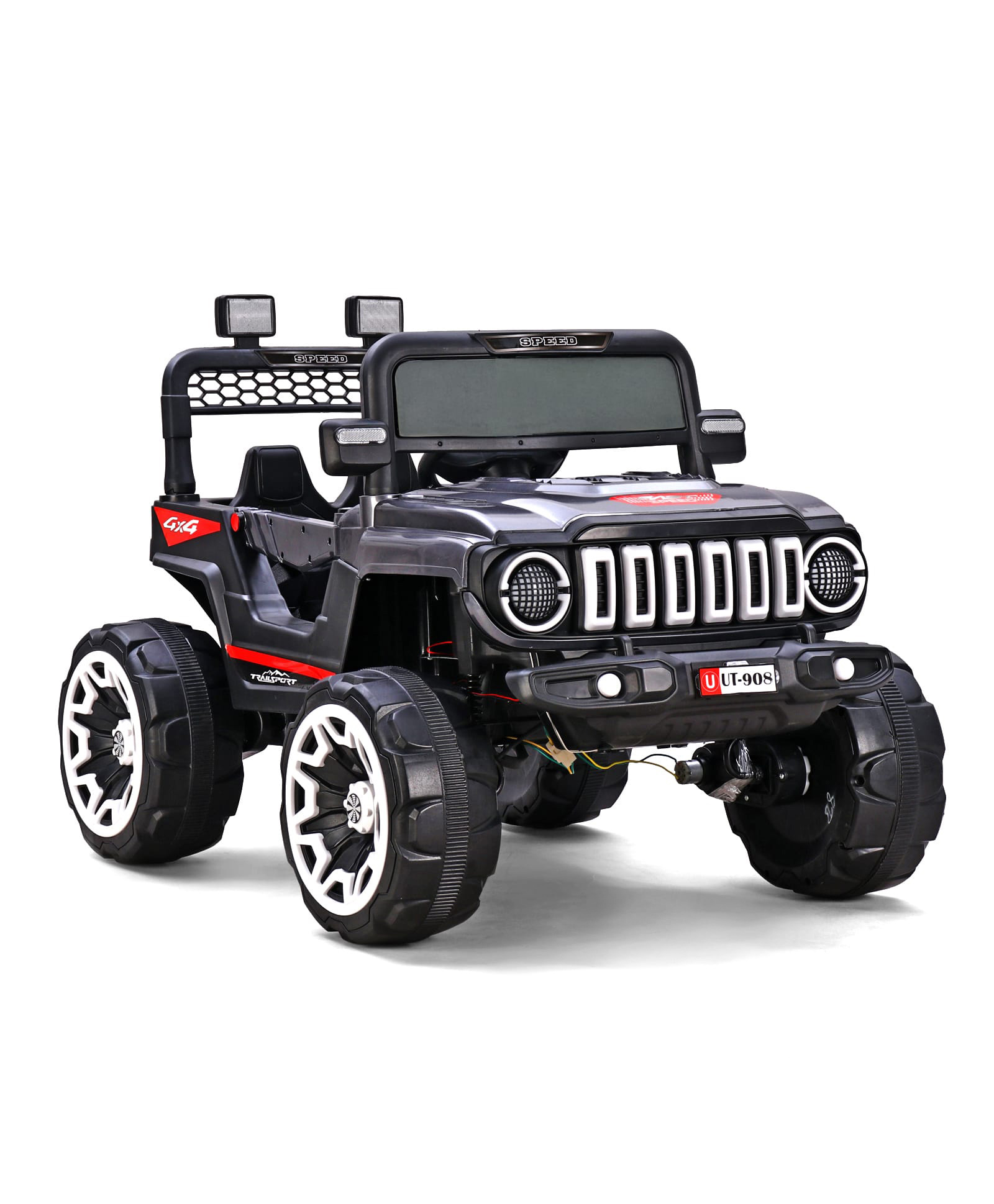 Babyhug Battery Operated Ride On Jeep with Music & LED Lights - Grey| USB & AUX Connectivity| Push Button Start| Rechargeable Battery| 3 to 8 Years Boys & Girls| Remote Control| Forward & Reverse-picture-15