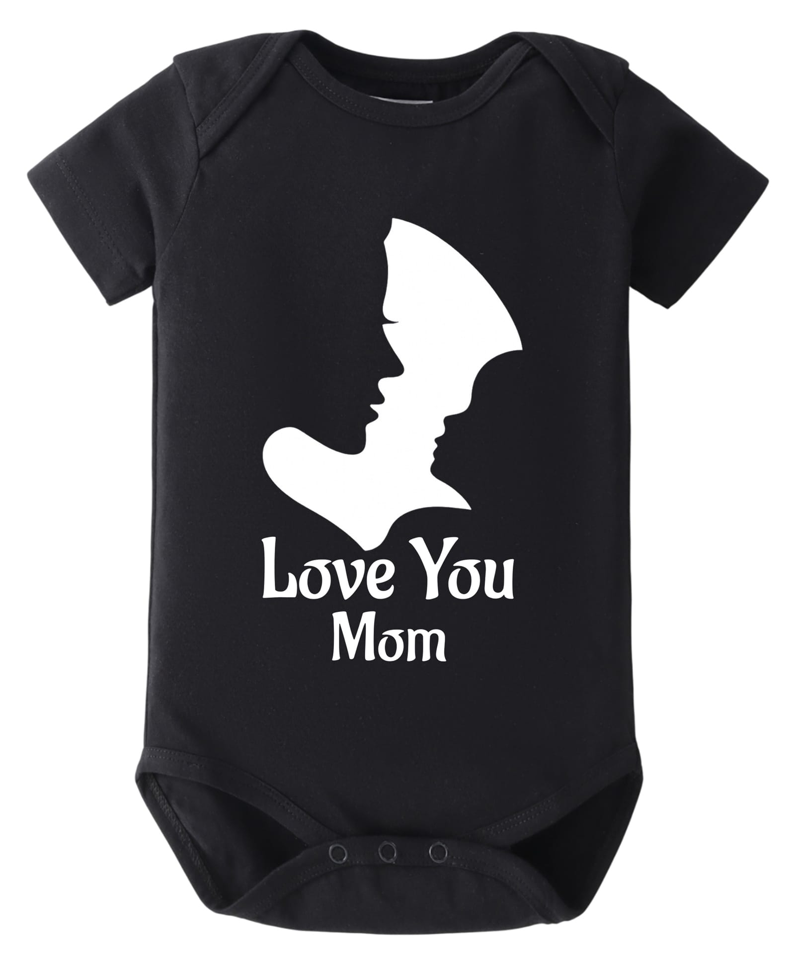 BLUSHES Cotton Knit Mothers Day Theme Half Sleeves Love You Mom Text Printed Onesie - Black-image-0