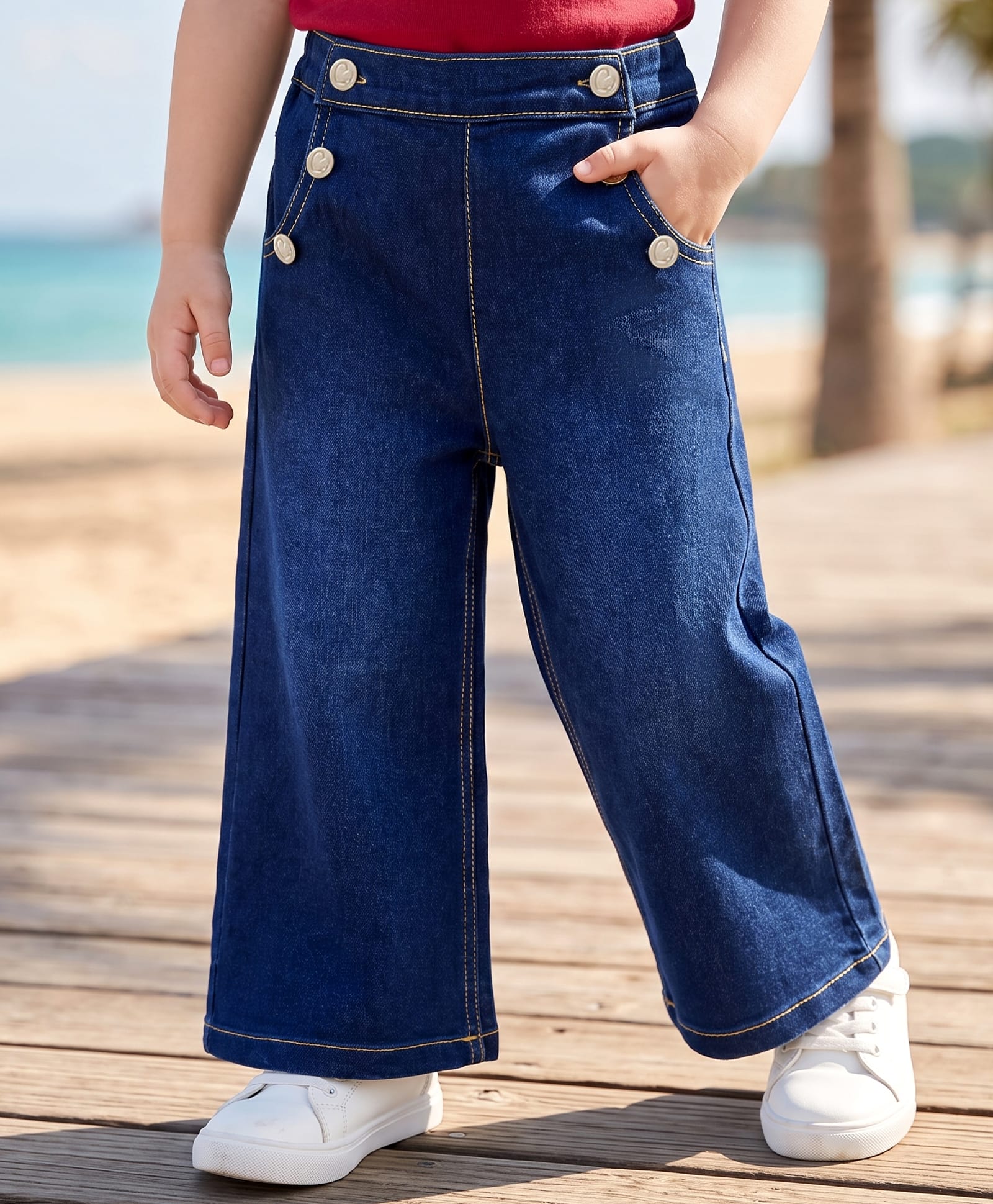 Babyhug Denim Full Length Washed Jeans with Stretch - Blue-picture-22
