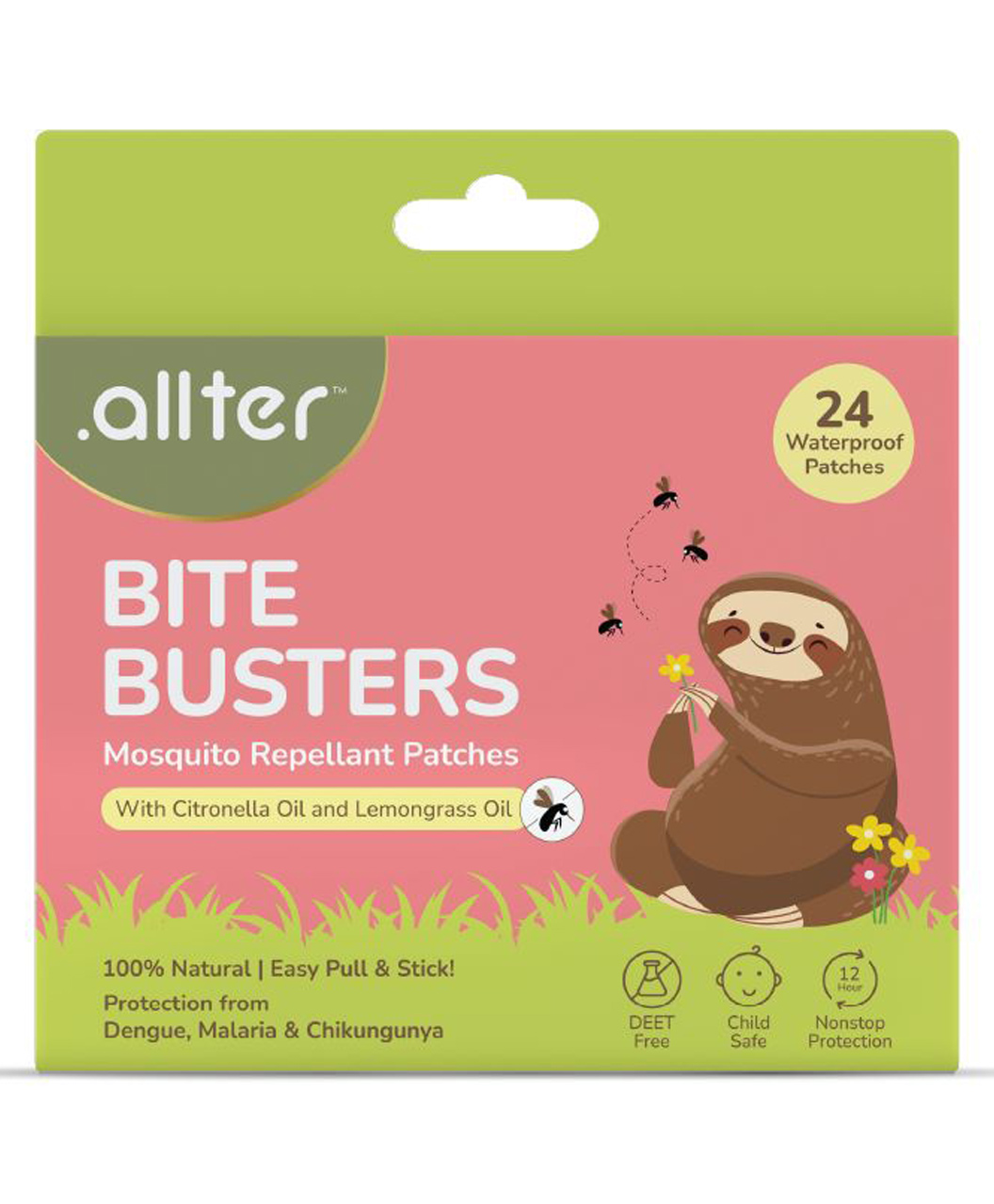Allter Bite Buster Natural Mosquito Patches With 12 Hour Protection DEET Free Citronella & Lemongrass Oil Protects from Dengue Chikungunya & Malaria- 24 Patches-image-42