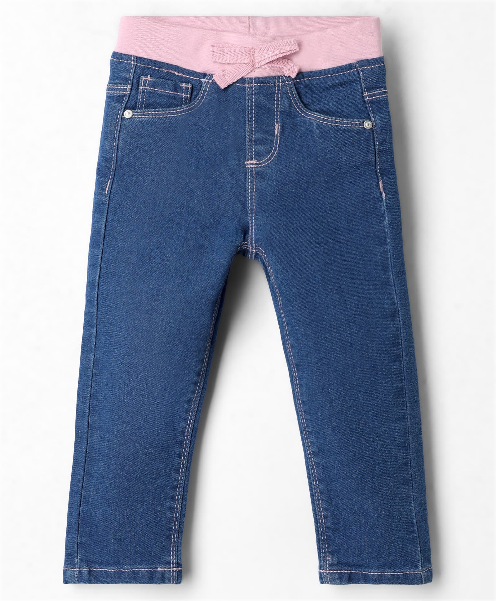 Babyhug Denim Full Length Ribbed Waist Jeans With Stretch - Navy Blue-picture-14