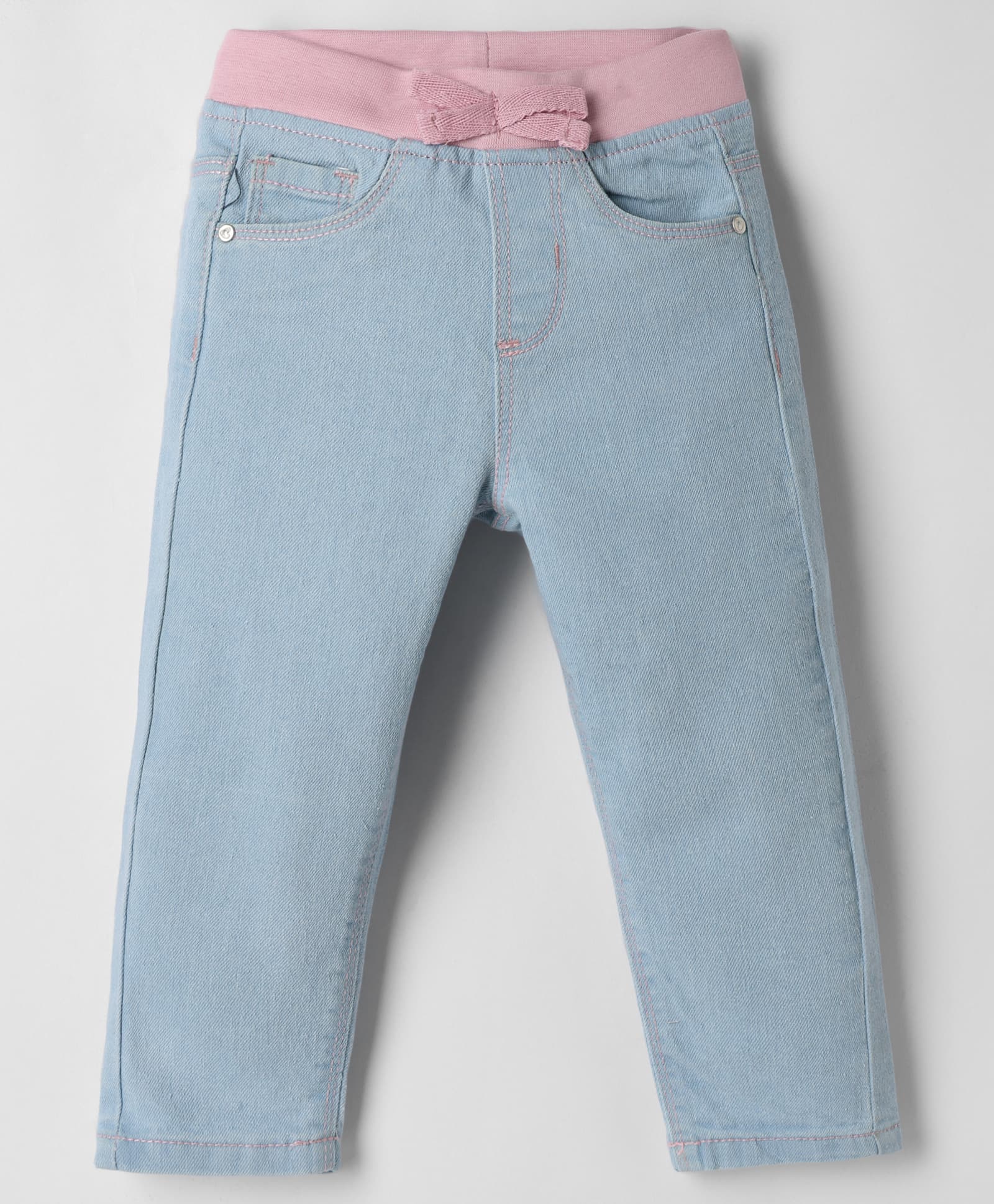 Babyhug Denim Full Length Ribbed Waist Jeans With Stretch - Light Blue-picture-25
