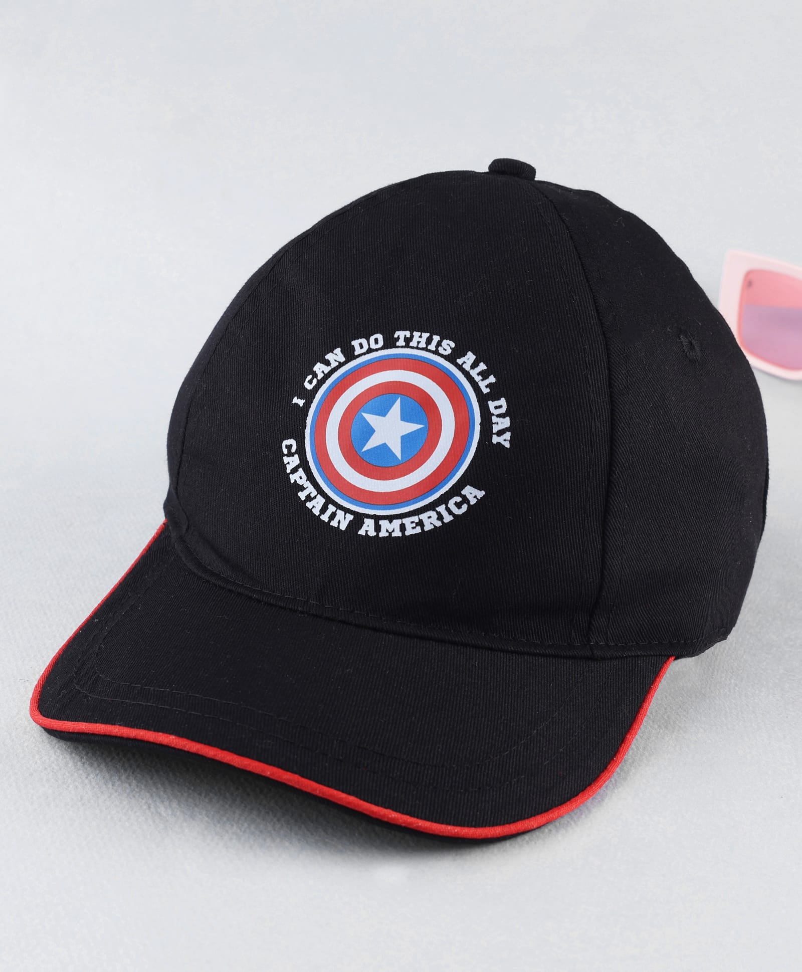 Pine Kids Marvel Cotton Woven Baseball Cap With Captain America Graphics Black - Diameter 18 cm-picture-23