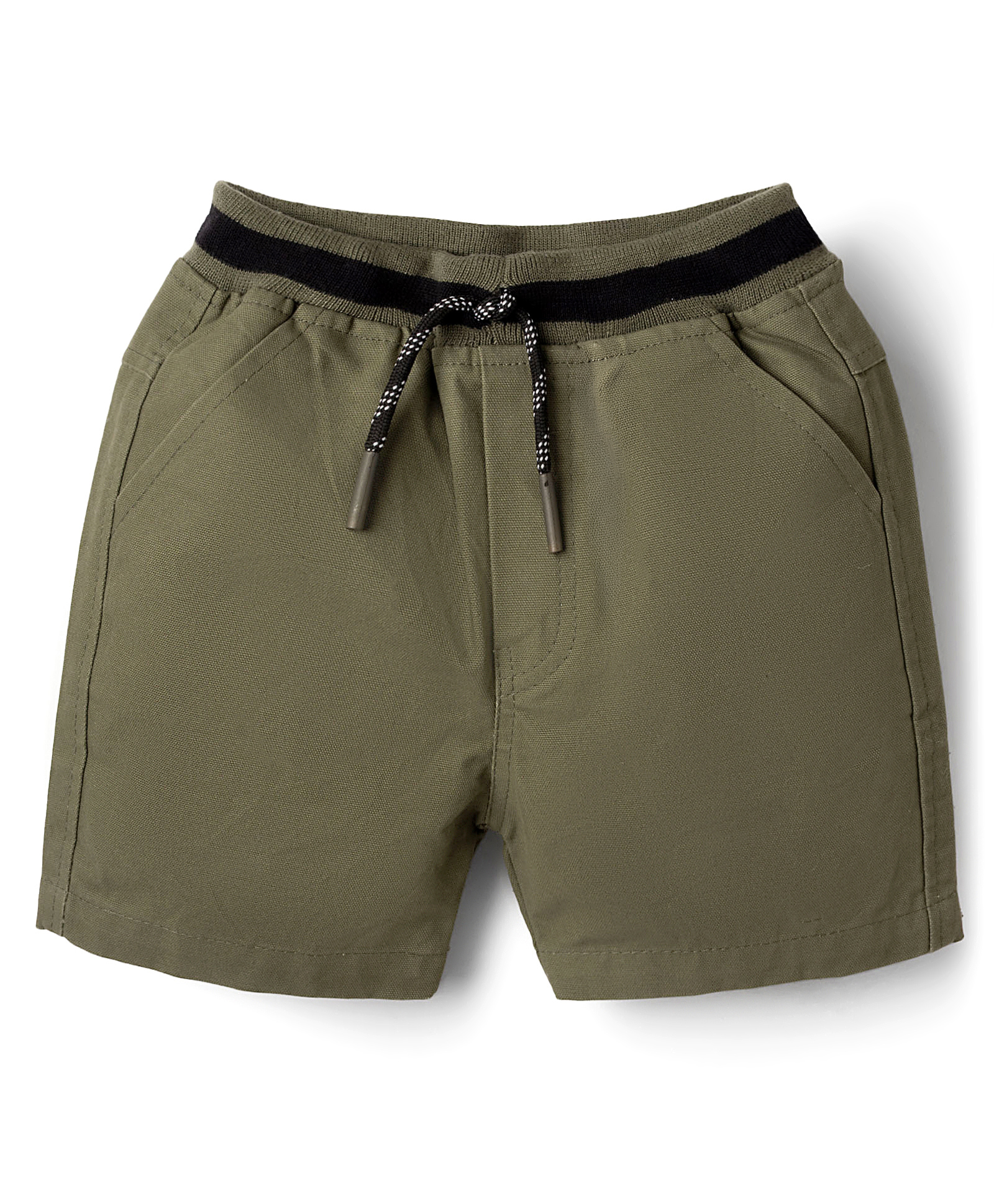 Rikidoos Cotton Woven Knee Length Solid Shorts - Olive Green-picture-35
