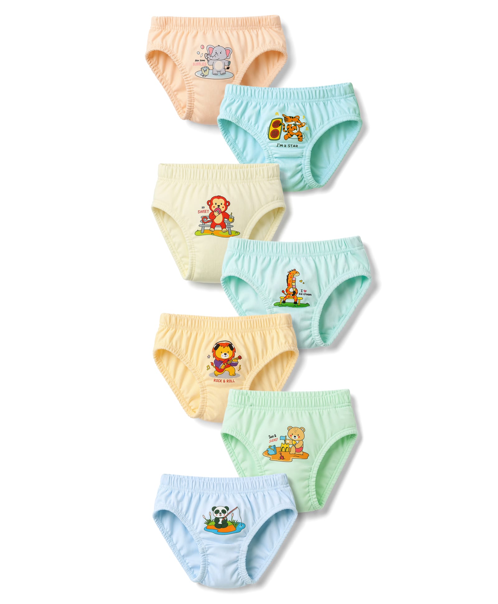 Simply Sinker Knit Briefs with Animals Print - Aqua Peach & Cream-image-1