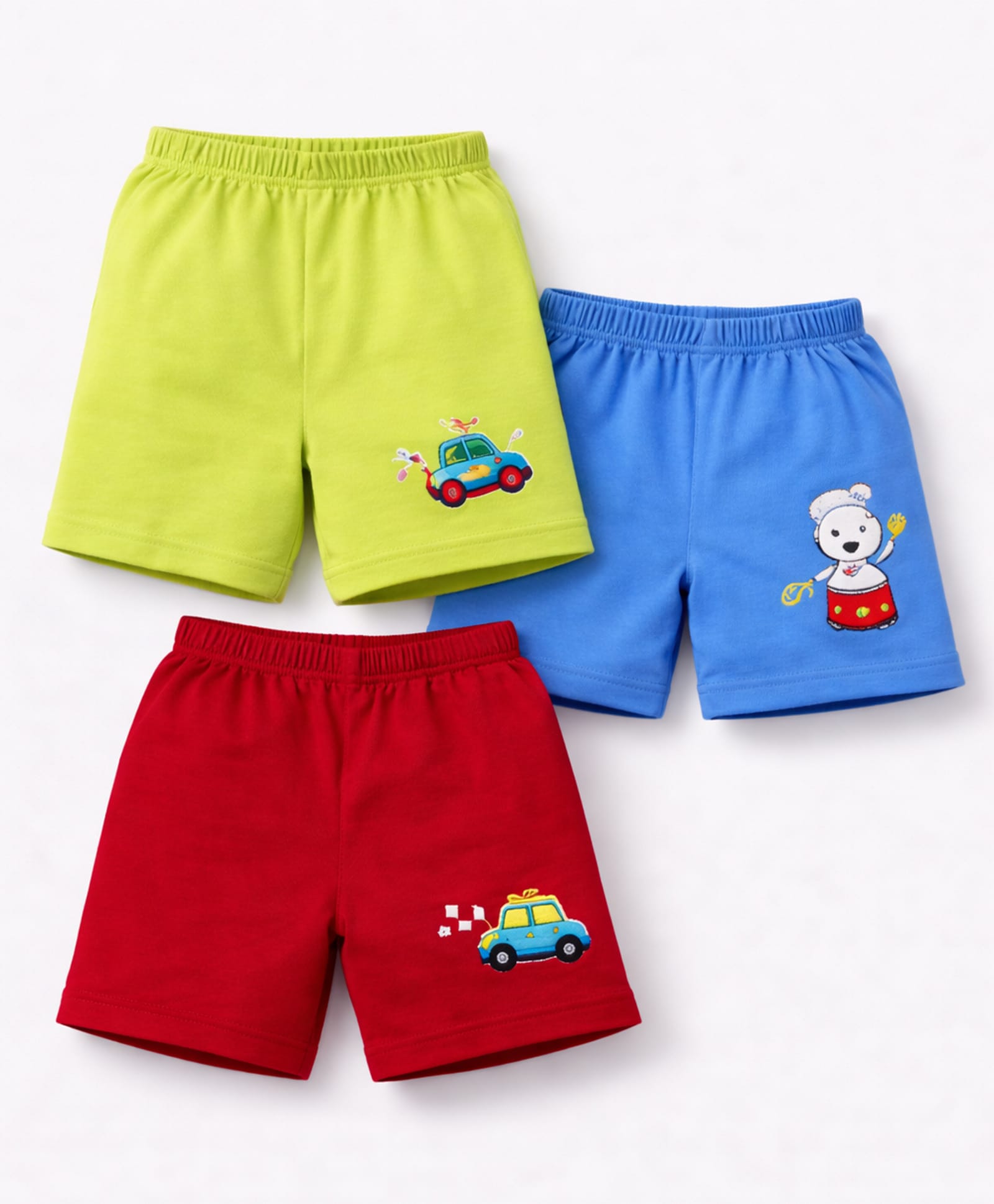 Sportking Cotton Blend Knit Pack Of 3 Cars Printed Shorts - Multi Colour-picture-18
