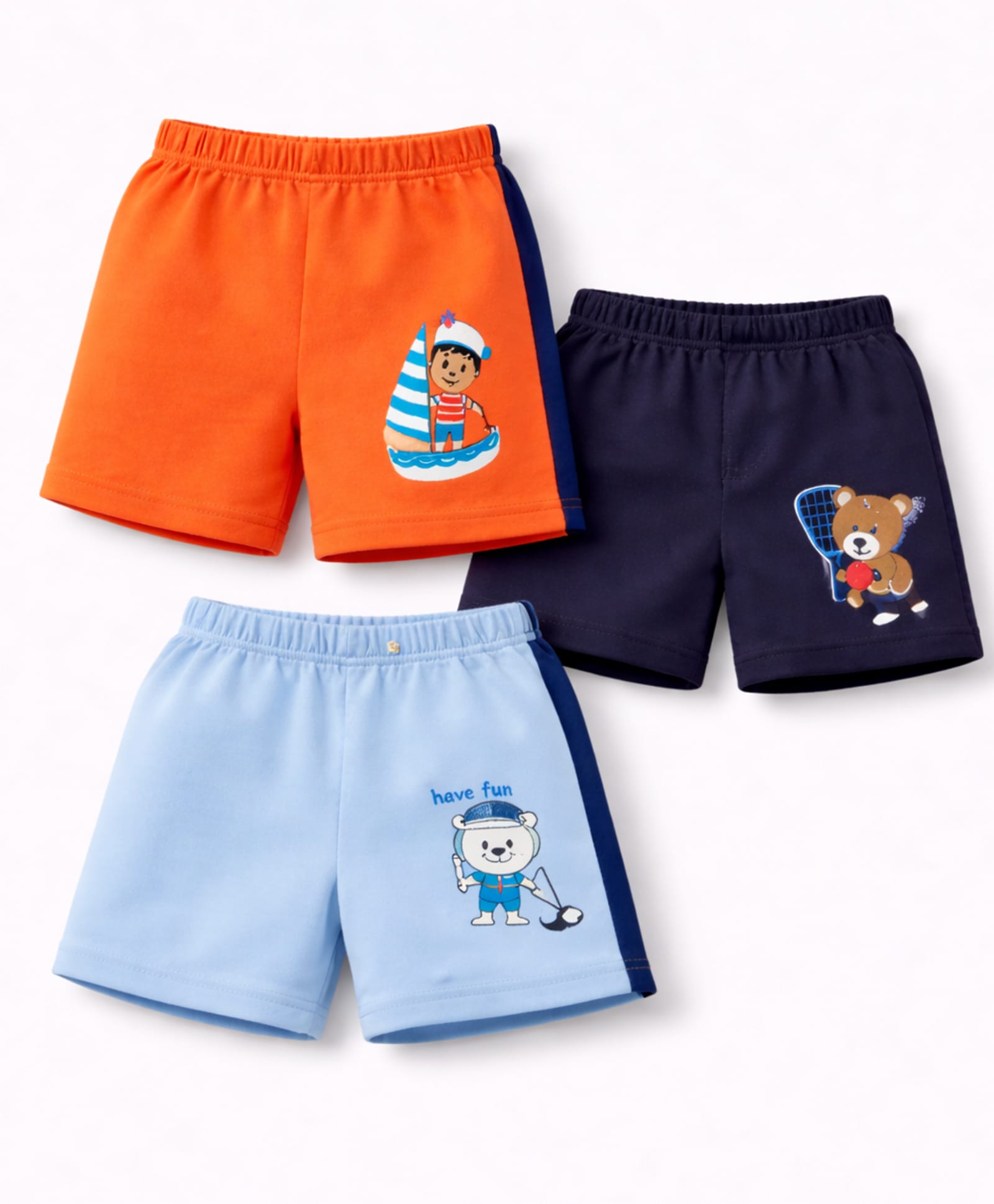 Sportking Cotton Blend Knit Pack Of 3 Animals Printed Shorts - Multi Colour-picture-22