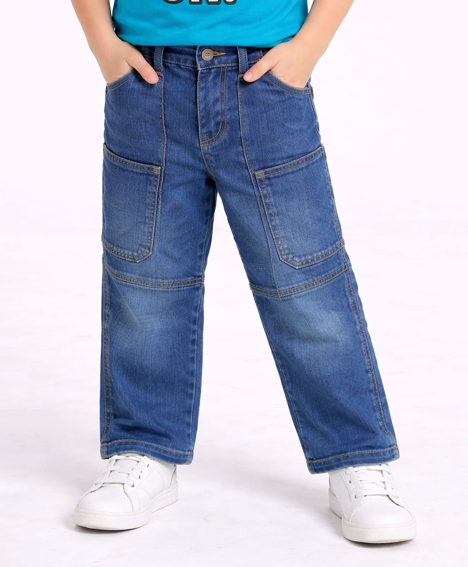 Sportking Denim Knit Mild Washed Jeans - Blue-picture-19