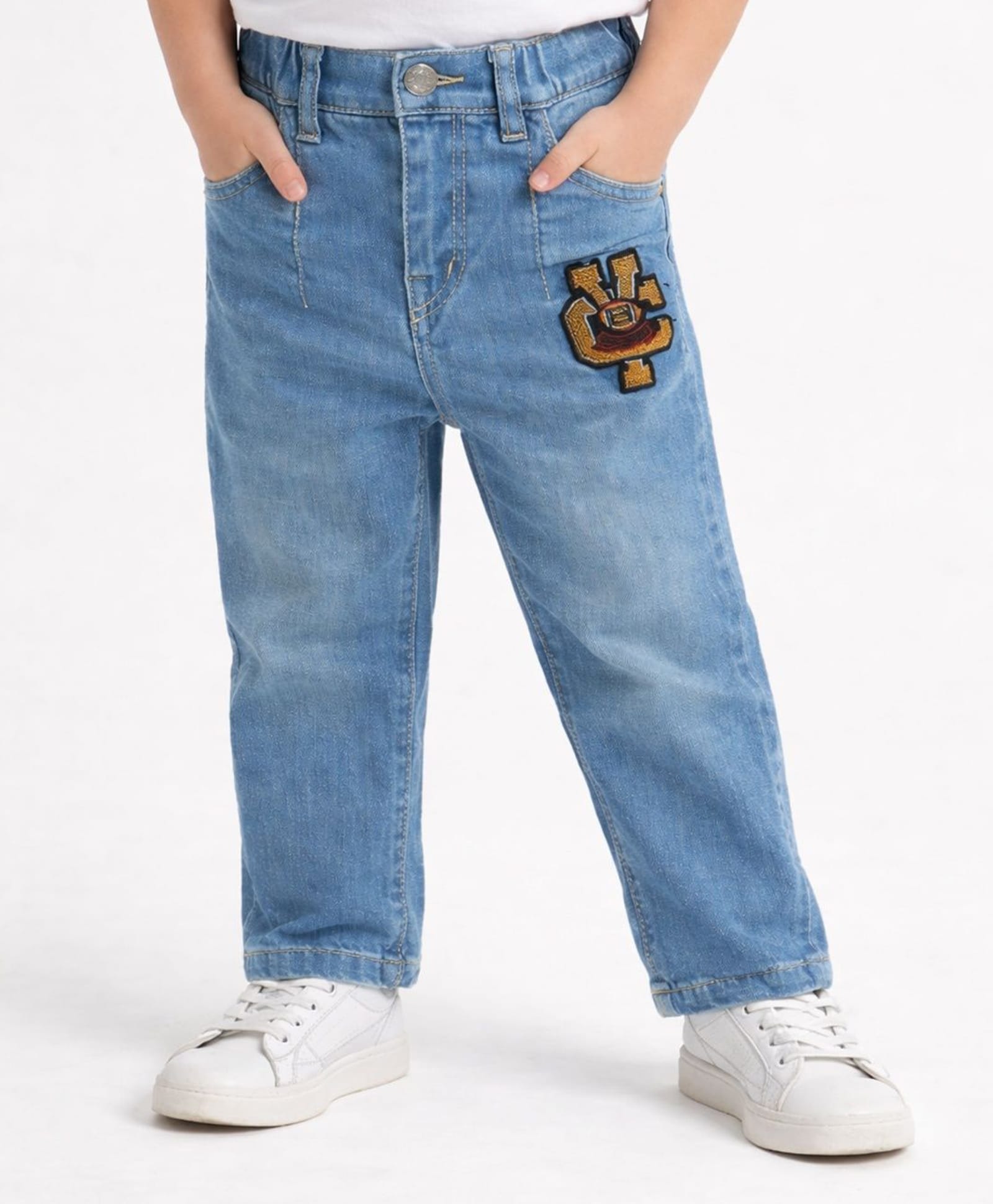 Sportking Denim Knit YC Text Patch Detailed Jeans - Light Blue-picture-13