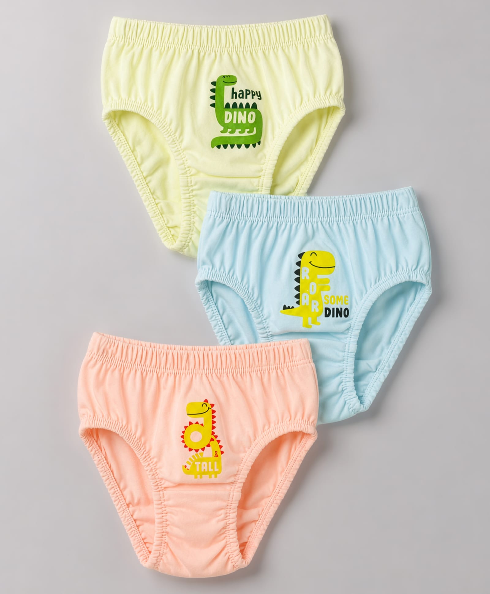 Simply Sinker Knit Dino Printed Briefs Pack of 3 - Aqua Lemon & Peach-image-29
