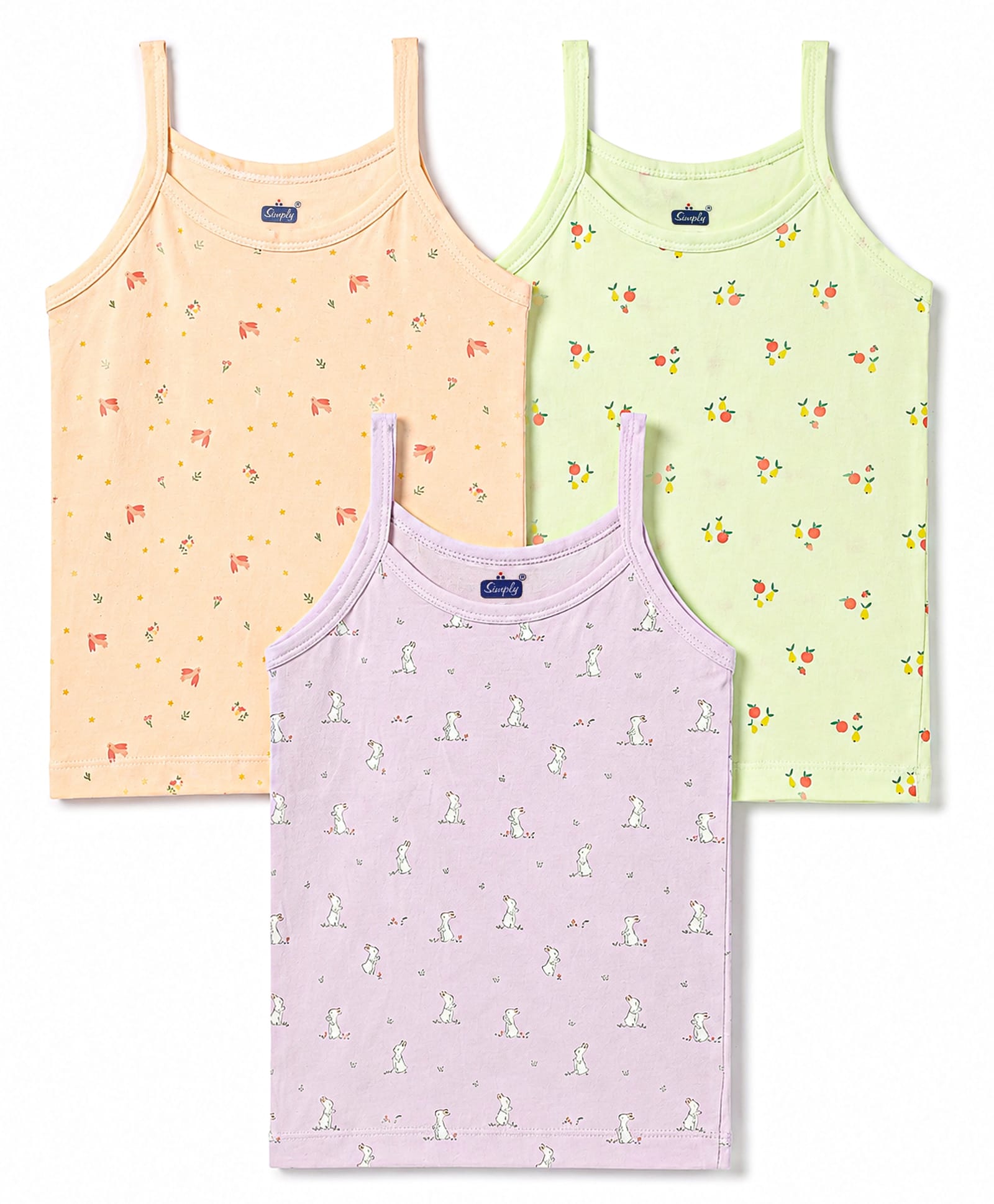Simply Sinker Slips and Bralettes Combo 2(Peach+Lilac+Mint) 5-6Y (28) Girls Pack of 3-picture-10