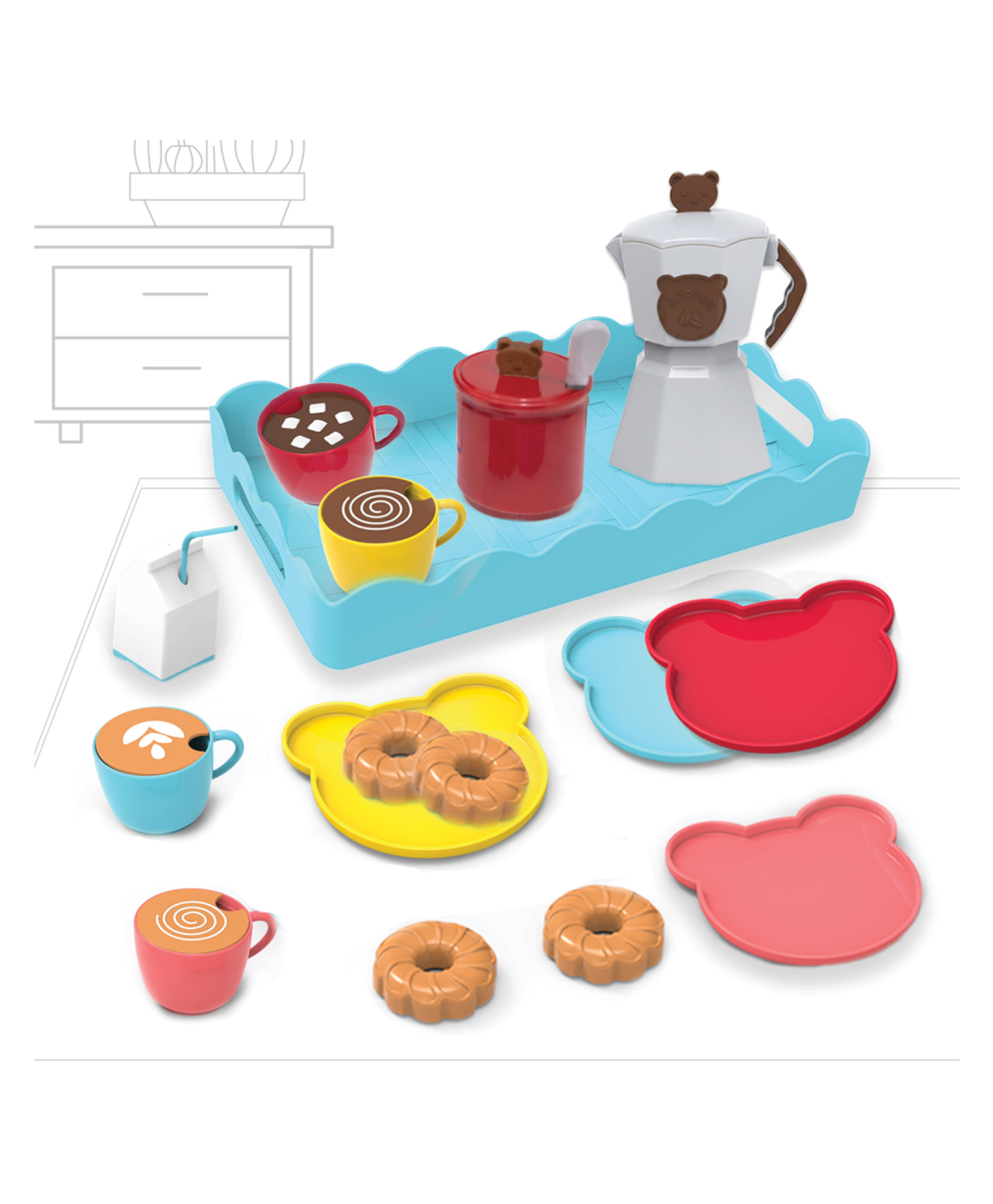 Li'l Wizards Daily Brew Coffee Play Set with Teddy Plates & Pretend Coffee Accessories - Multicolor-picture-12