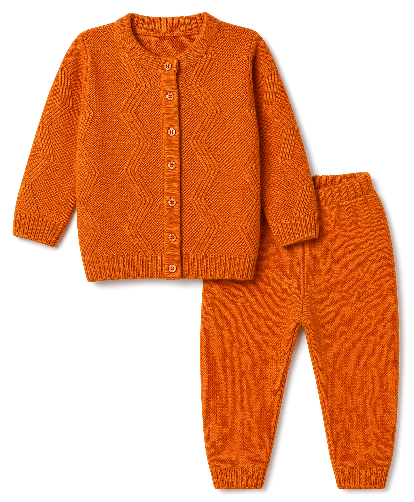 Babyhug knit Full Sleeves Solid Sweater Set - Coral-picture-26
