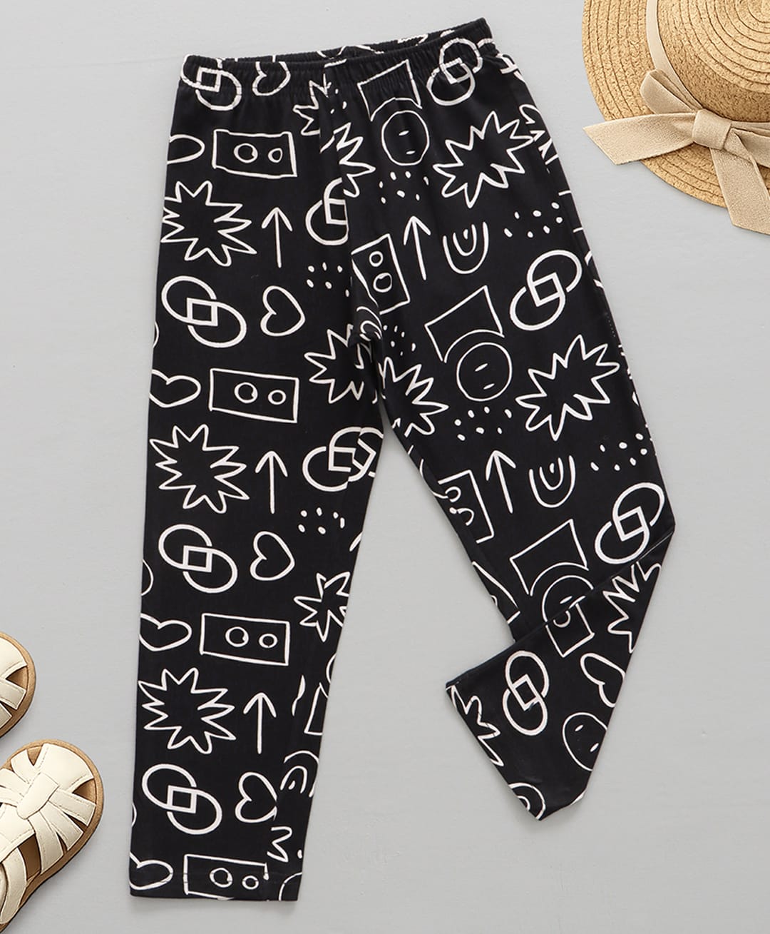 zuniors SSC Cotton Knit Abstract Printed Pajamas - Black-image-7
