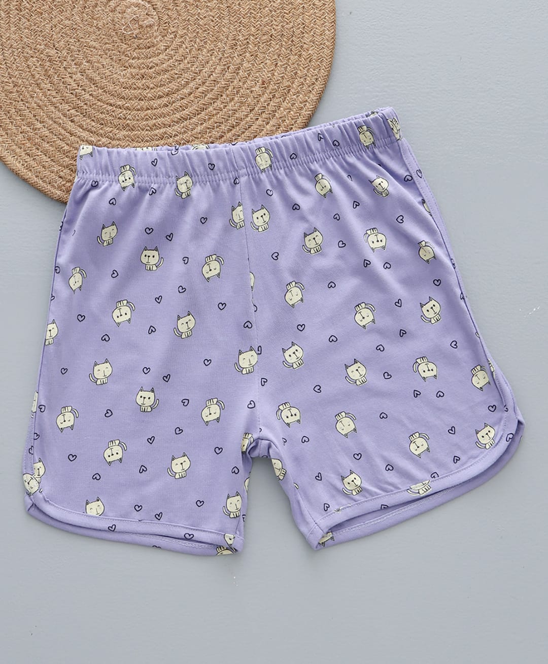 zuniors SSC Cotton Knit Cat Printed Shorts - Lavender-picture-16