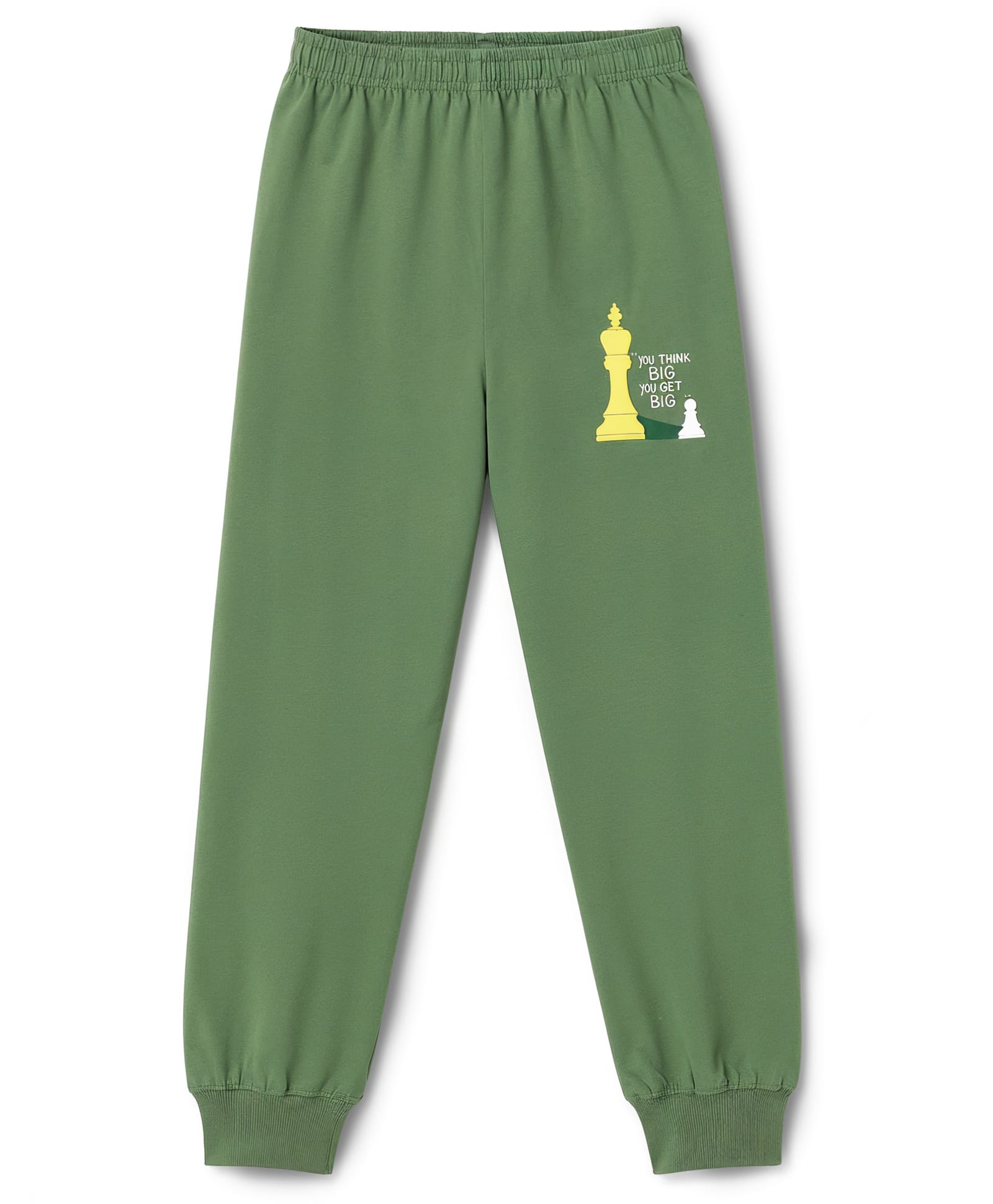 Doreme Single Jersey Knit Full Length Chess & Text Printed Lounge Pant - Green-picture-15