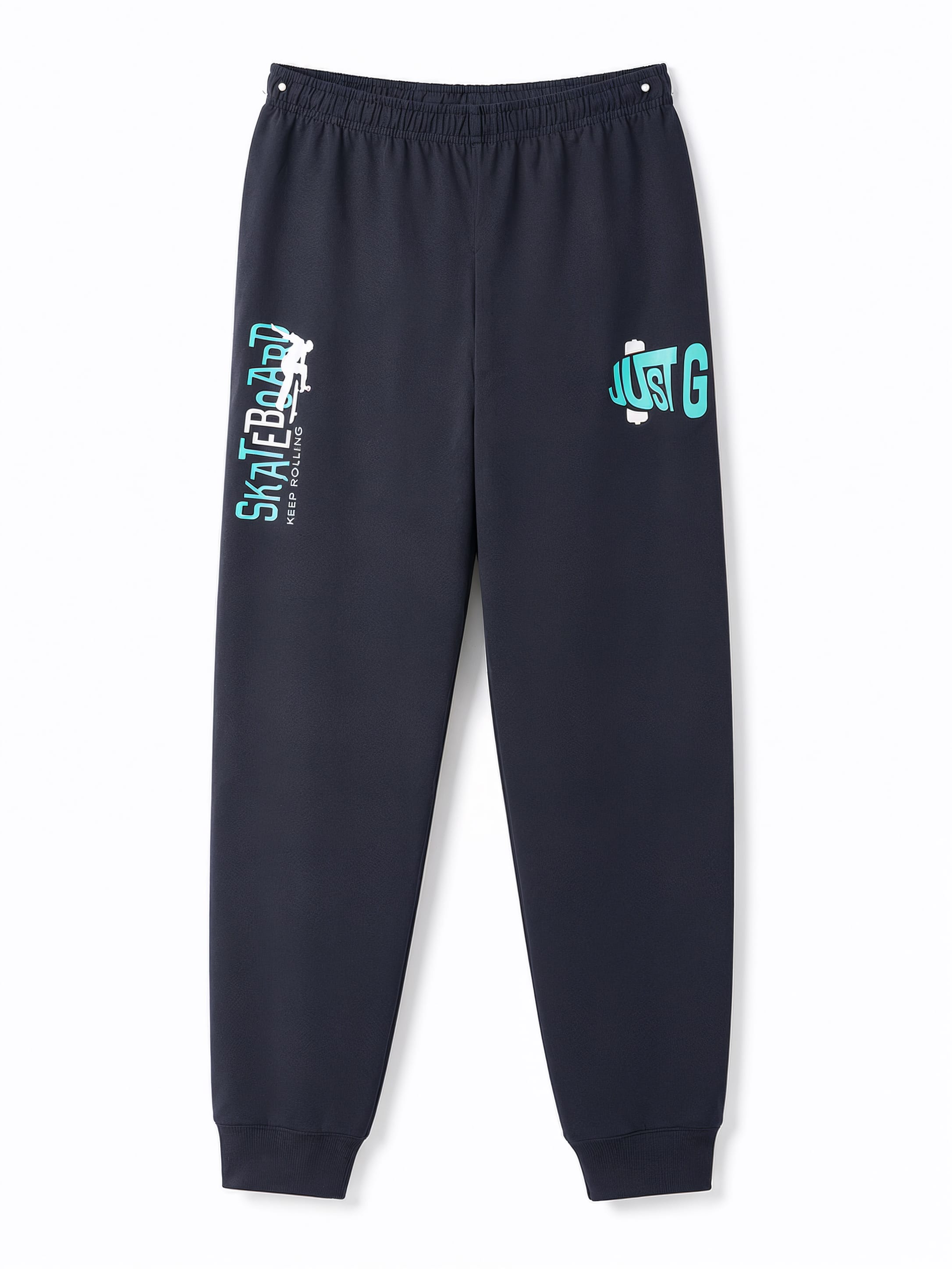 Doreme Single Jersey Knit Full Length Text Printed Lounge Pant - Navy Blue-picture-13