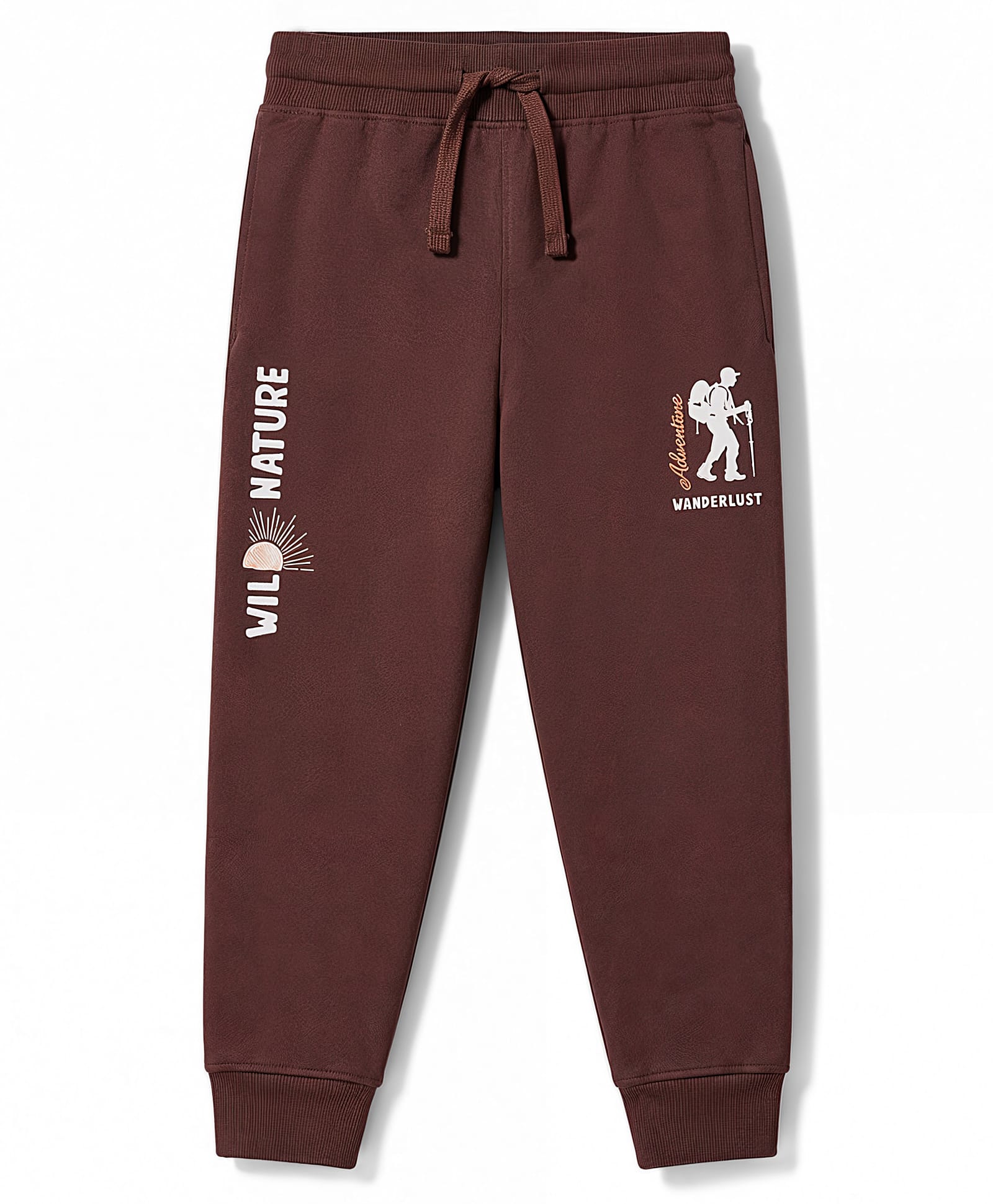 Doreme Single Jersey Knit Full Length Lounge Pant with Text Print - Brown-image-21
