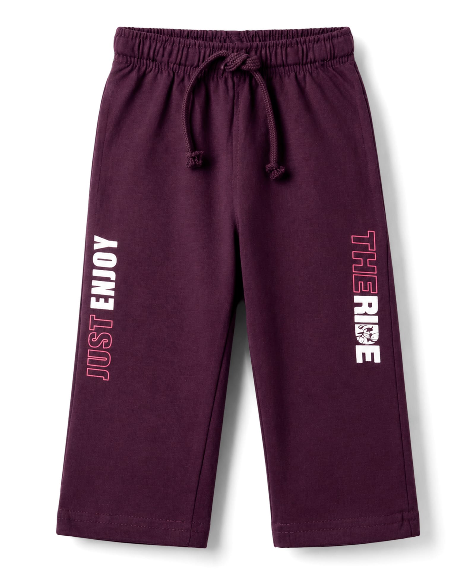 Doreme Single Jersey Knit Full Length Text Printed Lounge Pant - Wine-picture-37