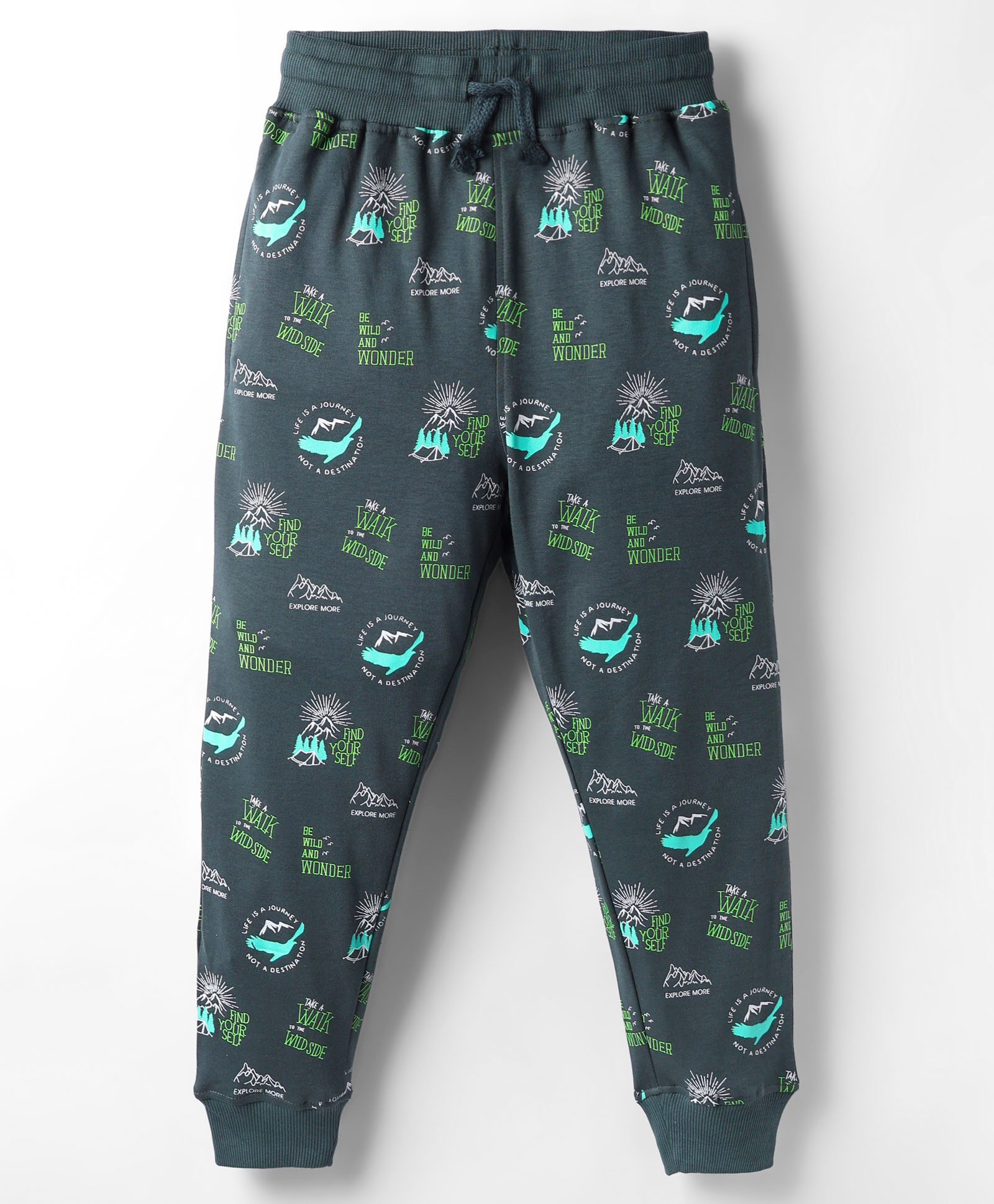 Doreme Single Jersey Knit Full Length Text Mountain & Forest Printed Lounge Pant - Dark Green-picture-20