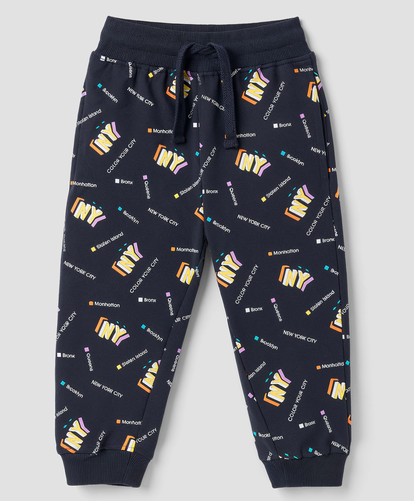Doreme Cotton Knit Full Length Text Printed Lounge Pant - Navy Blue-picture-15