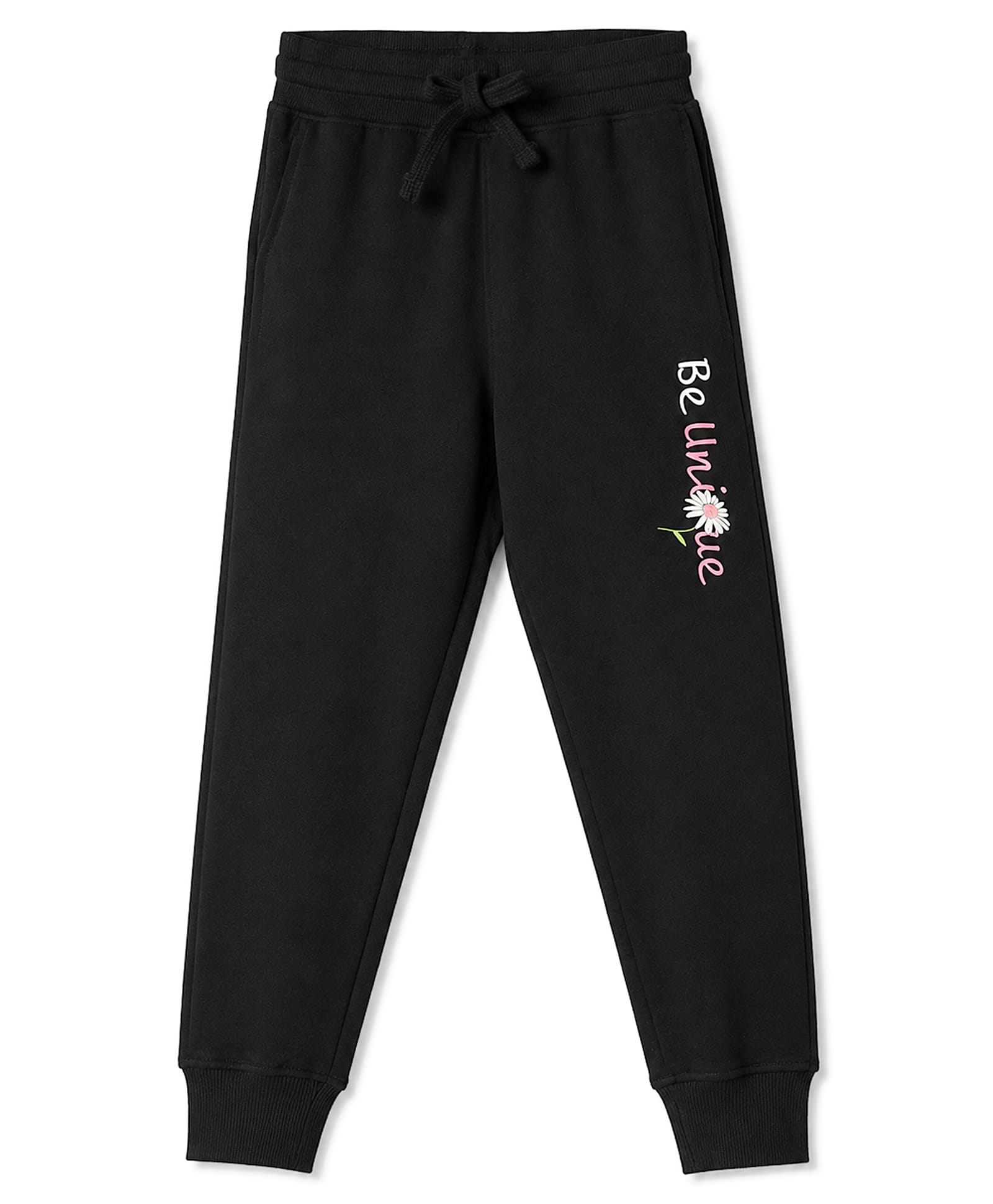 Doreme Single Jersey Knit Full Length Text & Floral Printed Lounge Pant - Black-picture-16