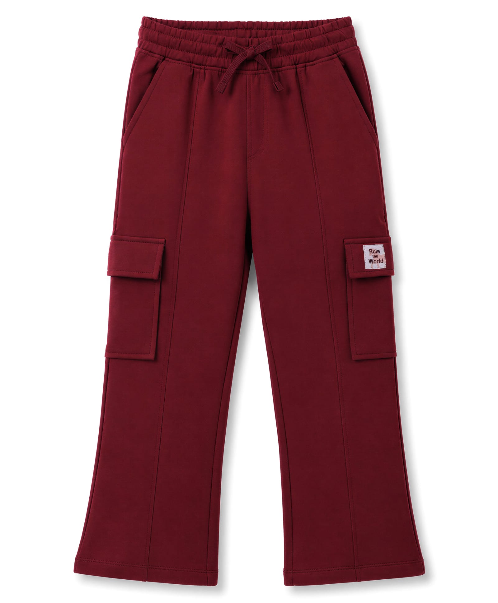 Doreme Single Jersey Knit Full Length Cut N Sew Lounge Pant With Patch & Cargo Pockets - Maroon-picture-27