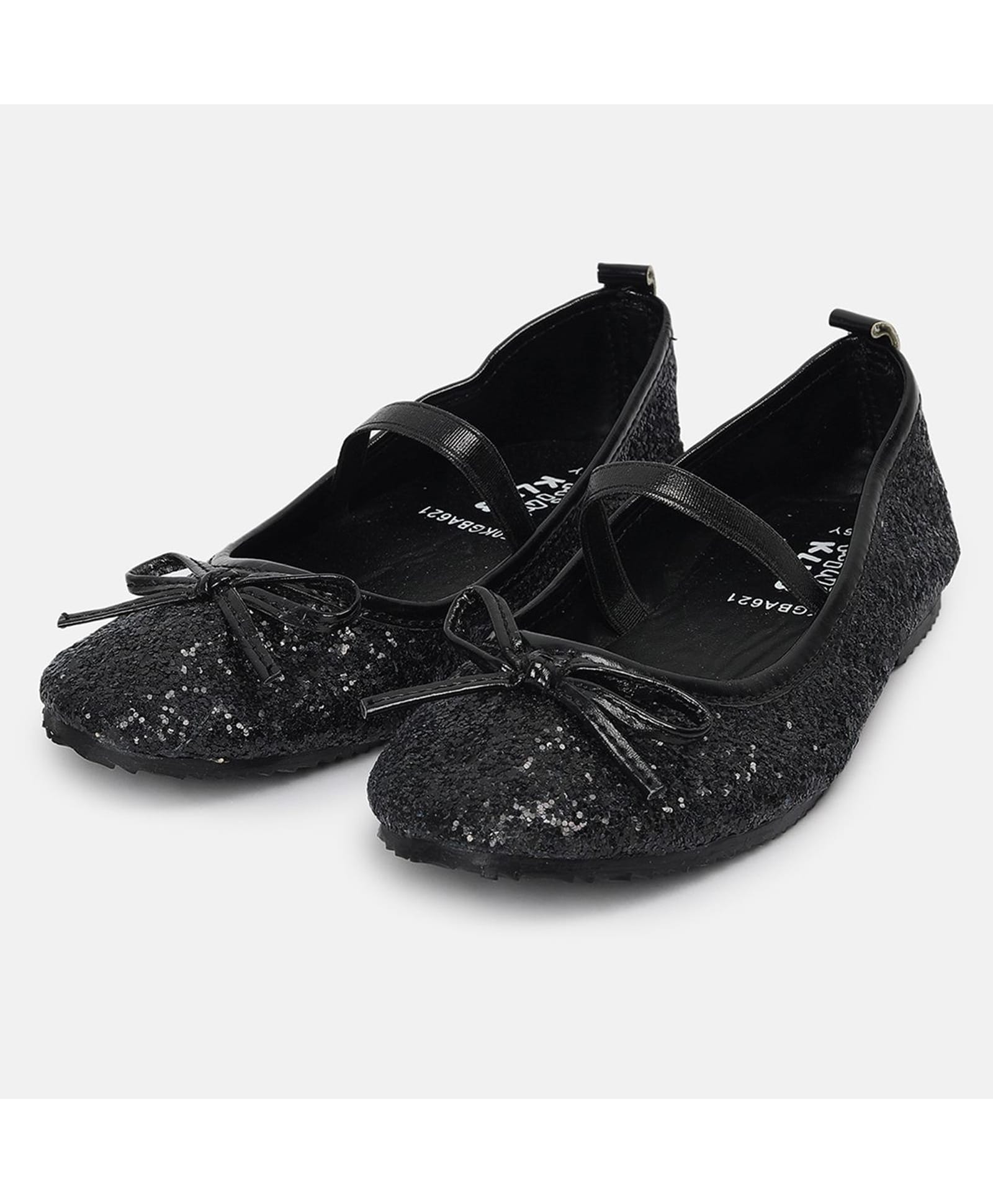MINI KLUB Bow Applique Detailed Glittered Slip On Mary Jane Ballerinas - Black-image-40