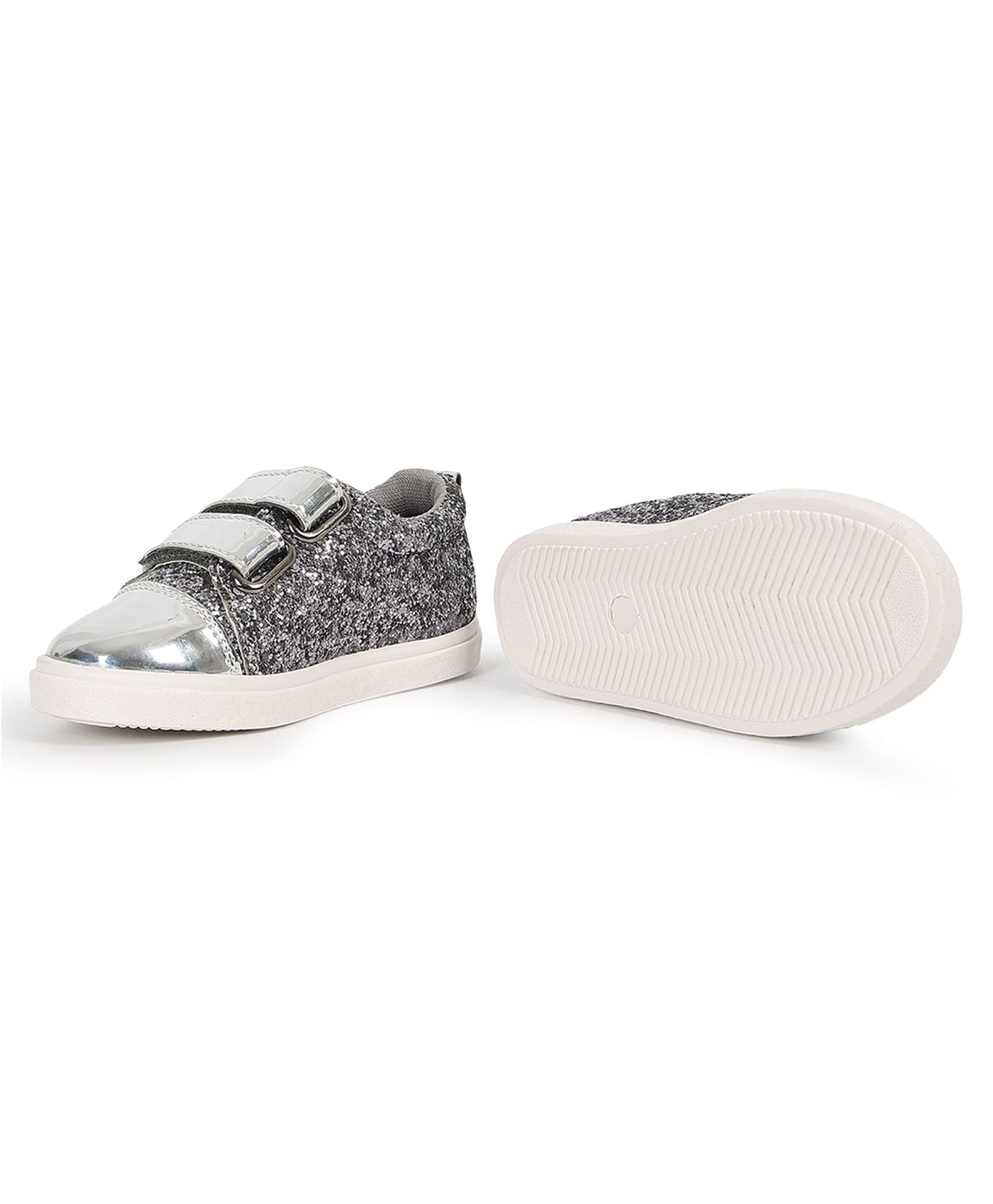MINI KLUB Metallic Glittered Velcro Closure Shoes - Silver-picture-35