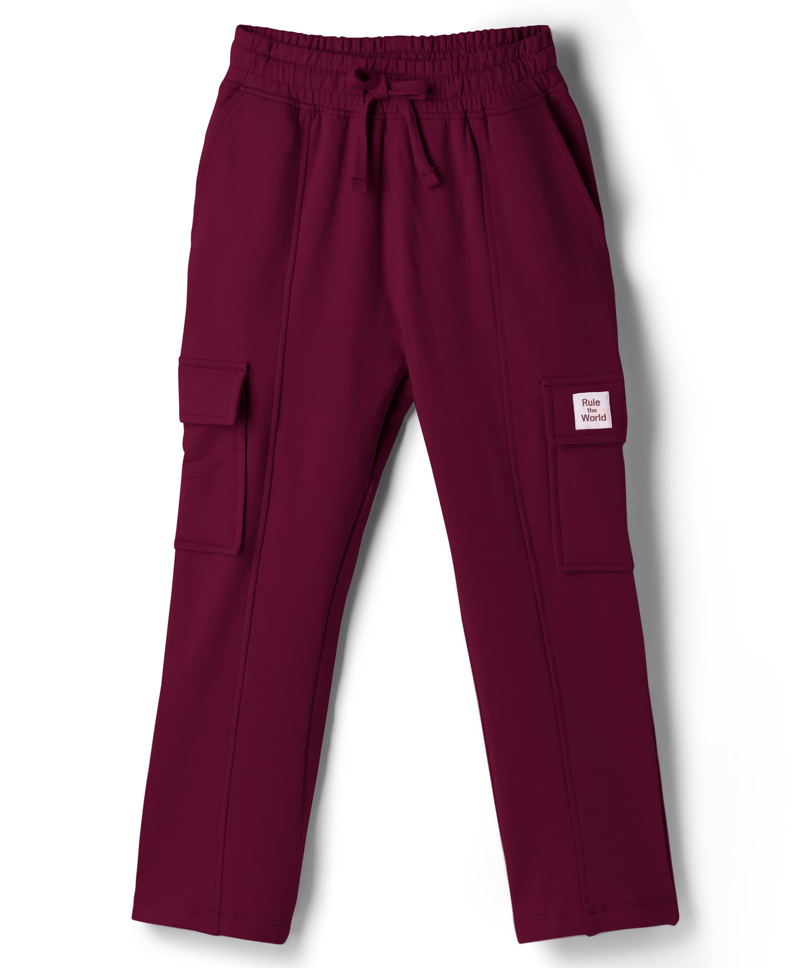Doreme Single Jersey Knit Full Length Solid Colour Track Pant with Pockets- Maroon-picture-30