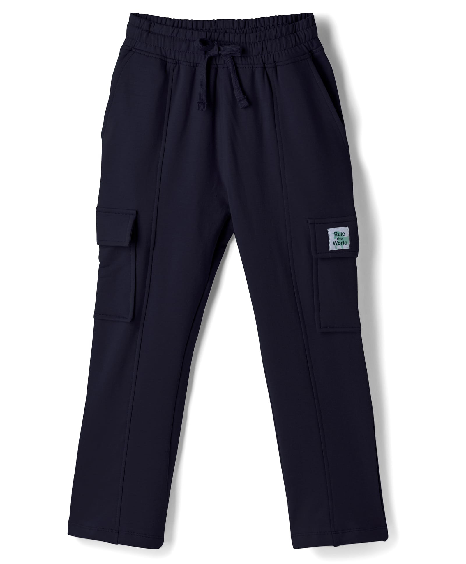 Doreme Single Jersey Knit Full Length Solid Colour Track Pant with Pockets- Navy-picture-36