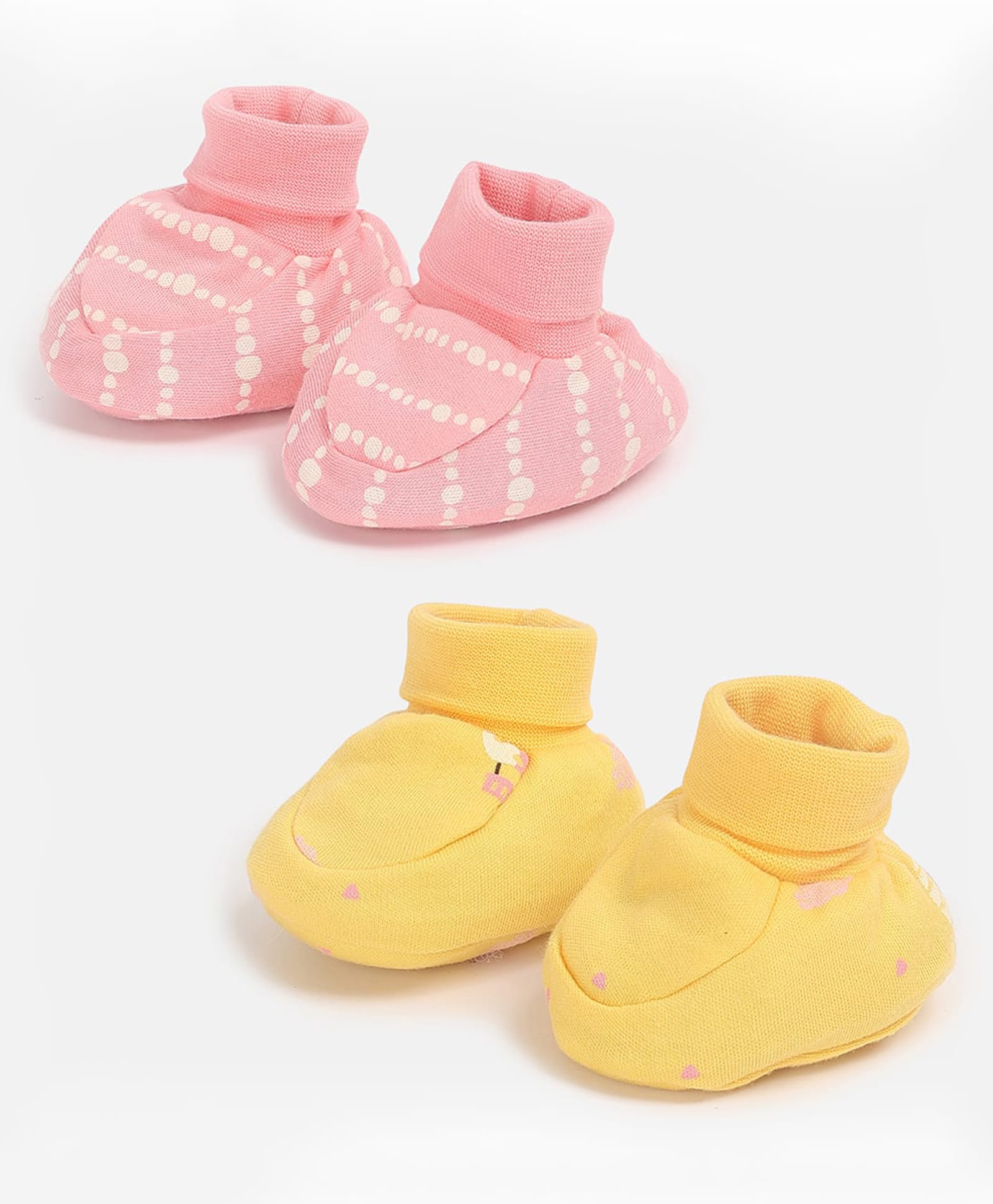 MINI KLUB Cotton Knit Pack of 2 Dots & Abstract Printed Booties - Multi Colour-picture-27