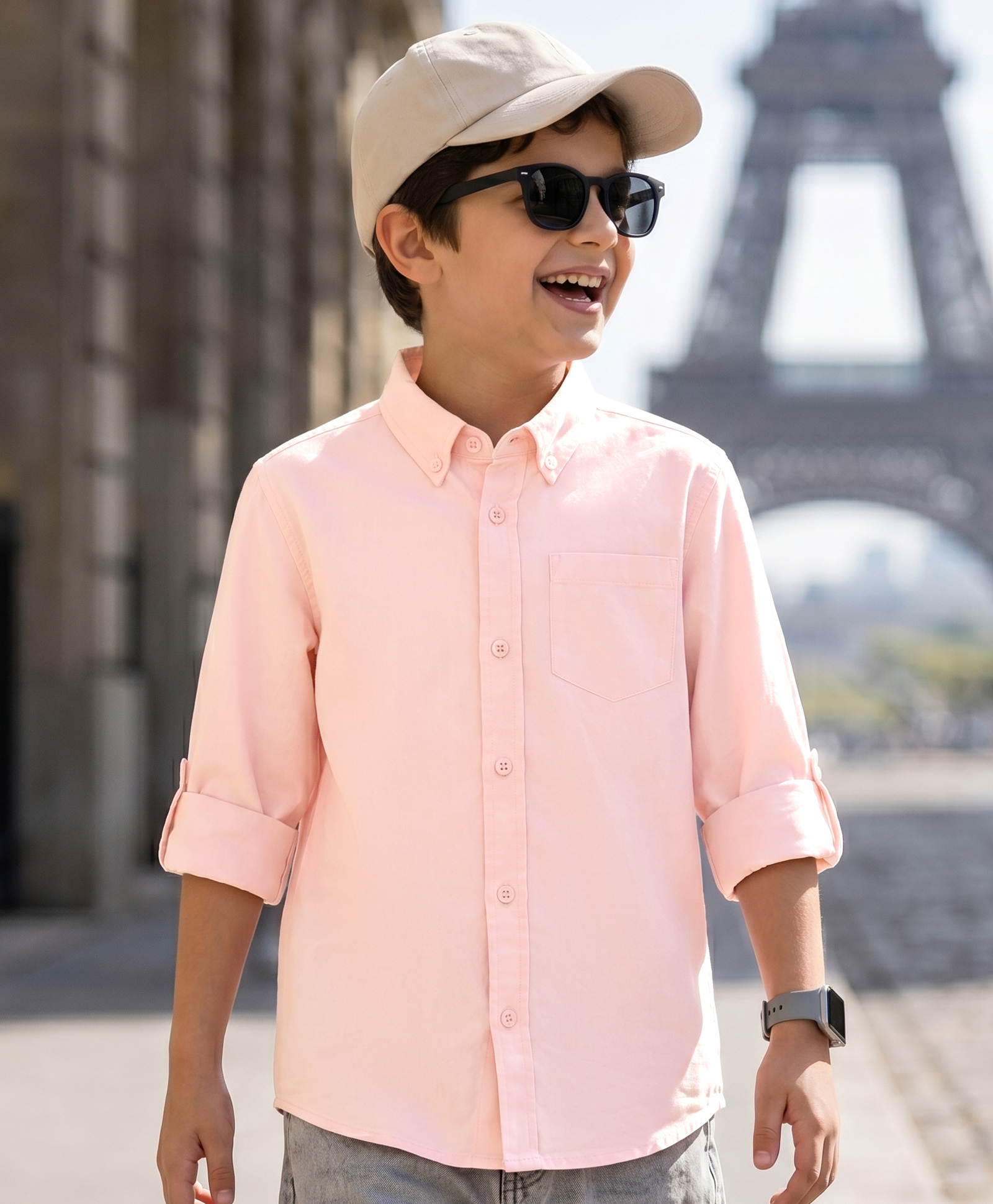arias by lara dutta Arias Cotton Woven Full Roll Up Sleeves Solid Colour Shirt - Pink-picture-17