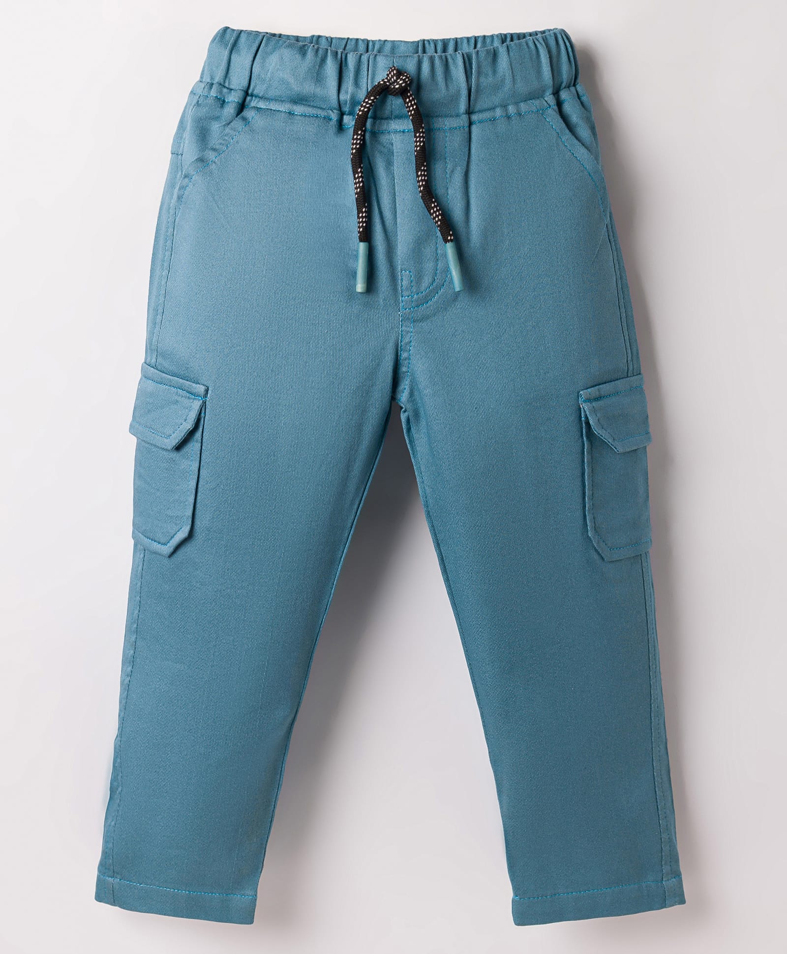 Rikidoos Cotton Woven Full Length Solid Cargo Pant - Light Blue-picture-21
