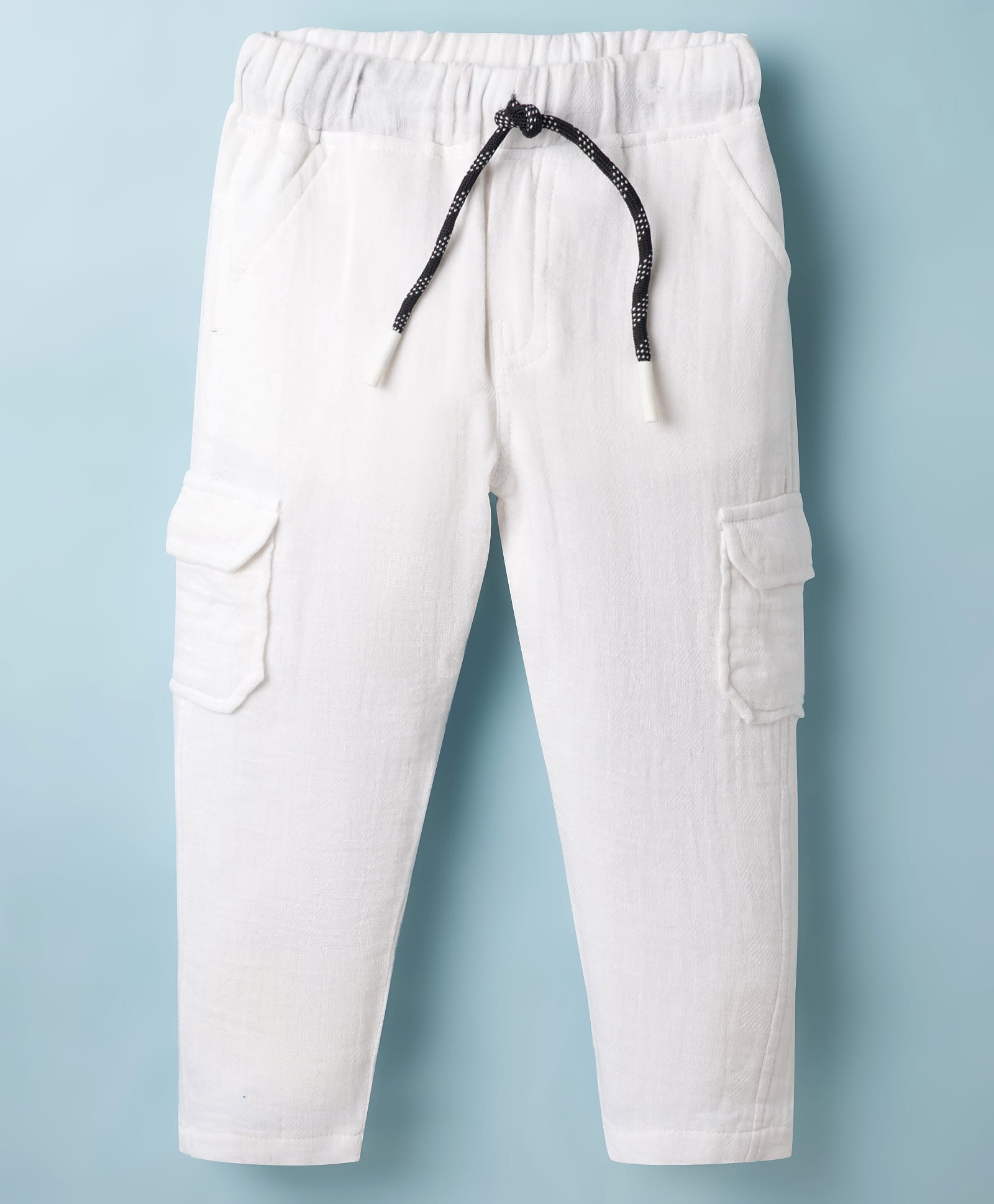 Rikidoos Cotton Woven Full Length Solid Cargo Pant - White-picture-30
