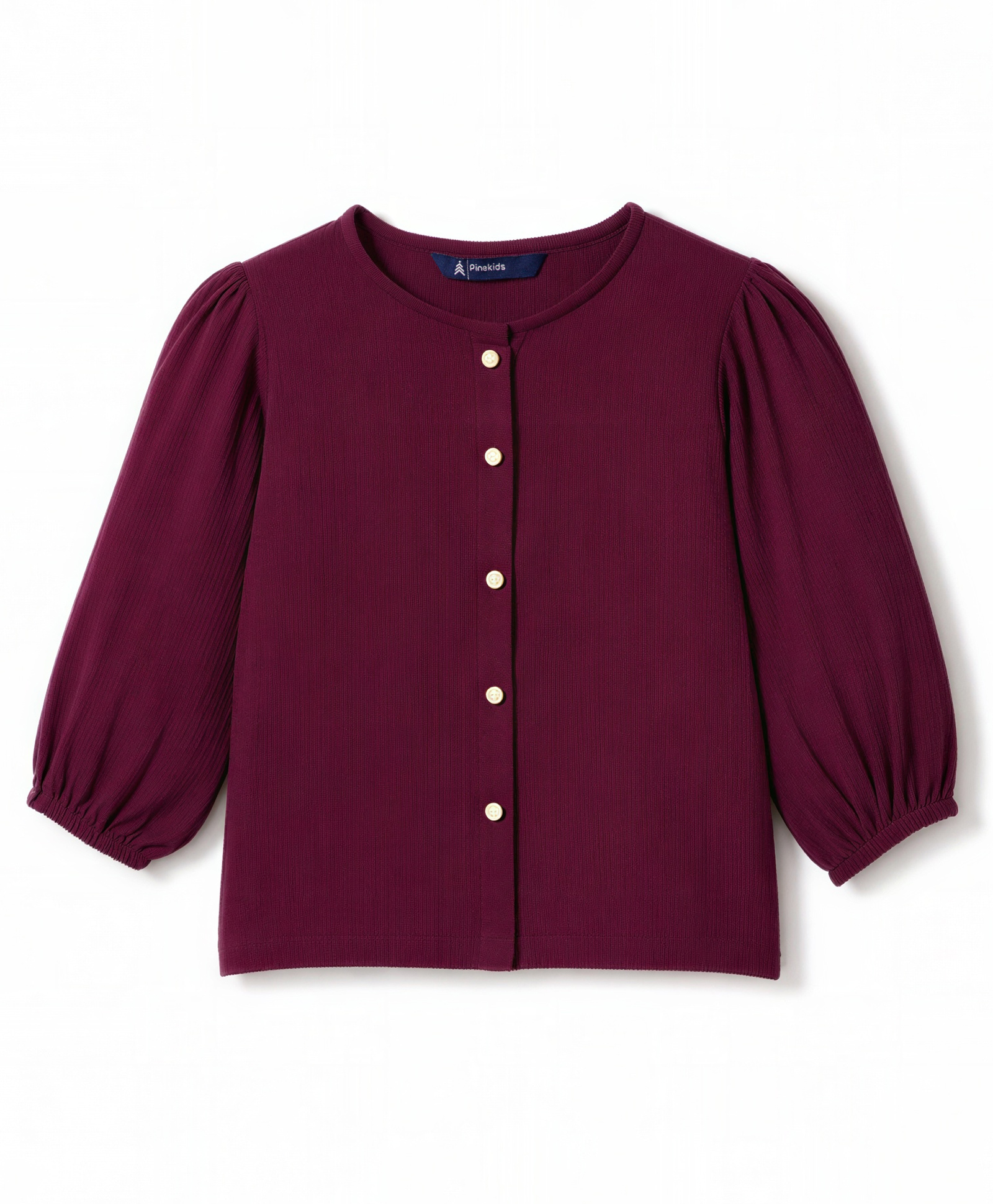 Pine Kids Woven Full Sleeves Solid Colour Top - Maroon-image-47