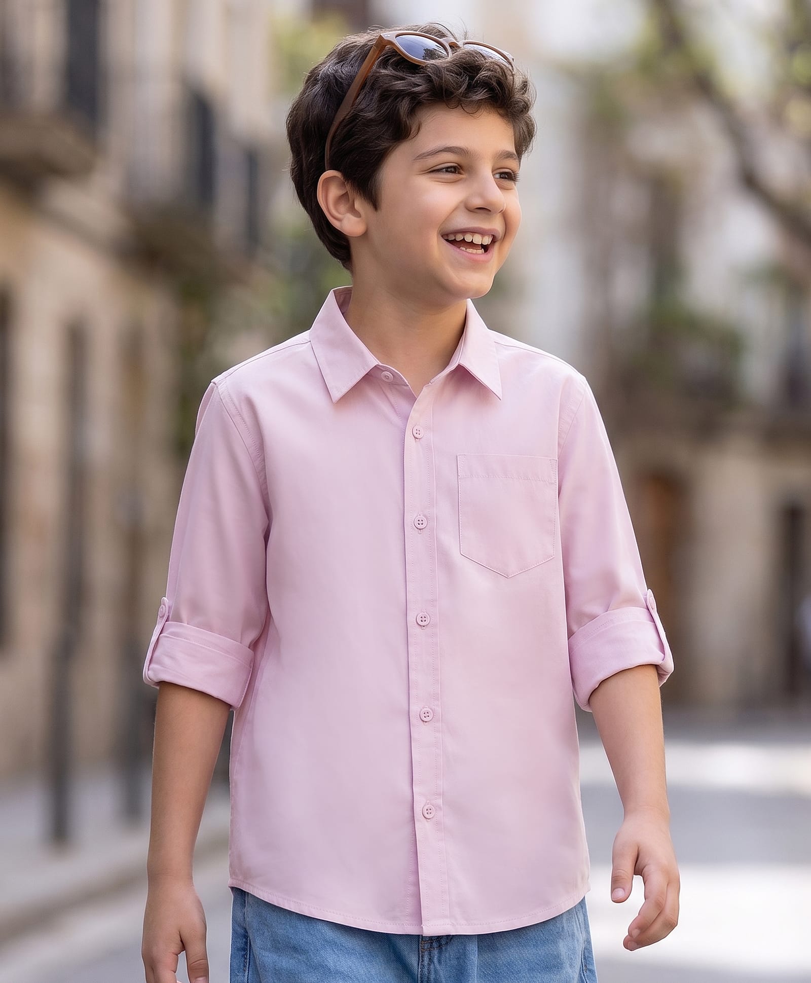 arias by lara dutta Arias Cotton Woven Full Roll Up Sleeves Solid Colour Shirt - Purple-picture-24