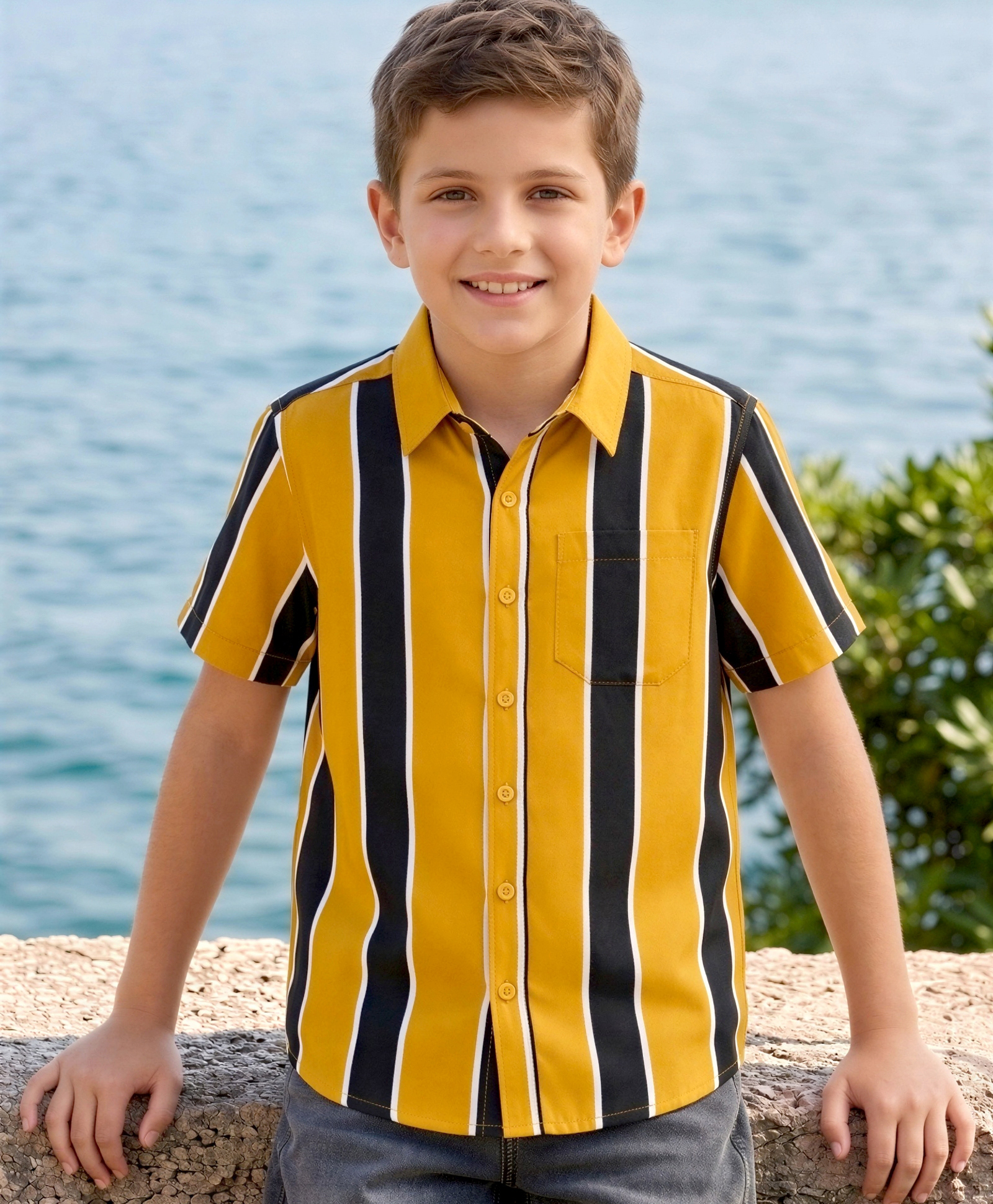 Pine Kids Cotton Woven Striped Shirt Half Sleeves Multi Color 6-7 Years-image-33