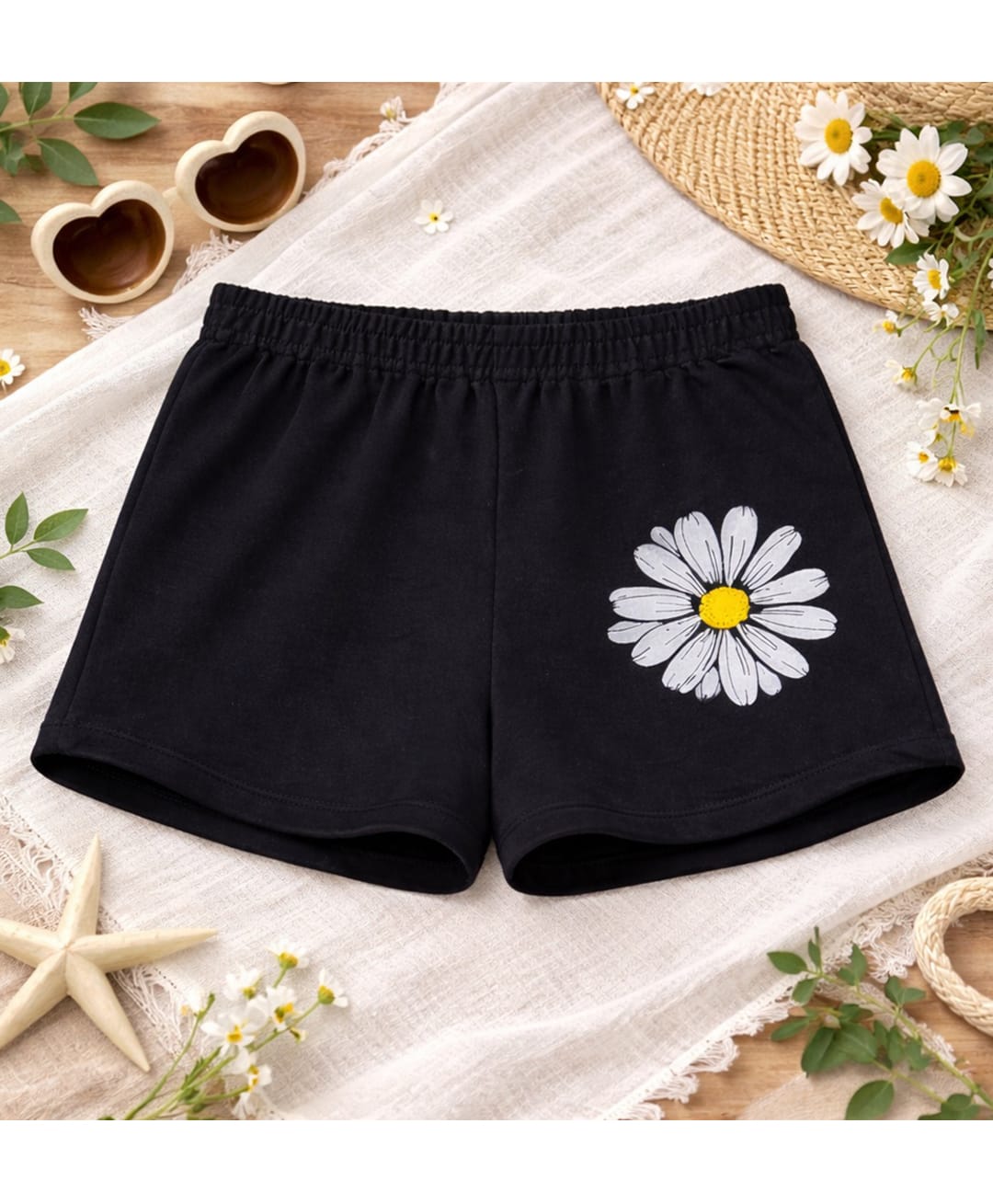 Luke and Lilly Cotton Blend Knit Floral Printed Shorts - Black-picture-23