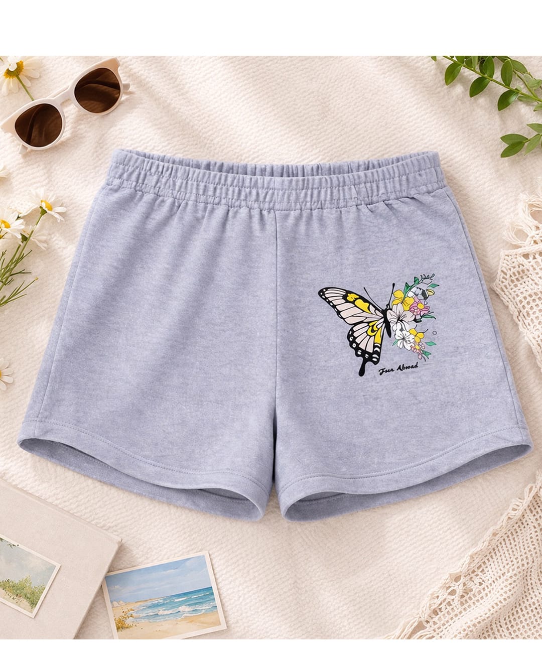 Luke and Lilly Cotton Blend Knit Butterfly Printed Shorts - Melange-image-39
