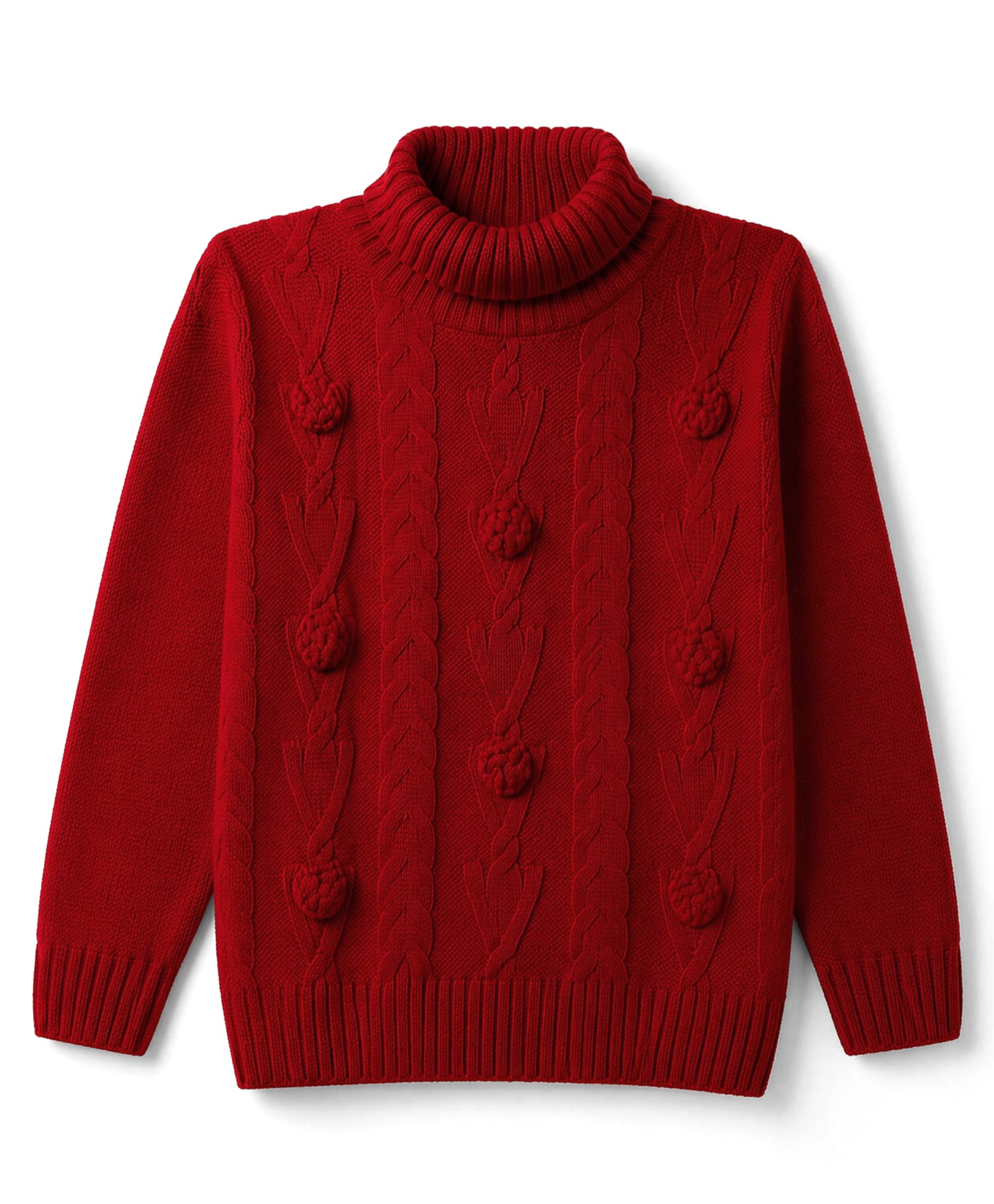Pine Kids Knit Full Sleeves Pullover with Floral Crochet - Red-picture-39