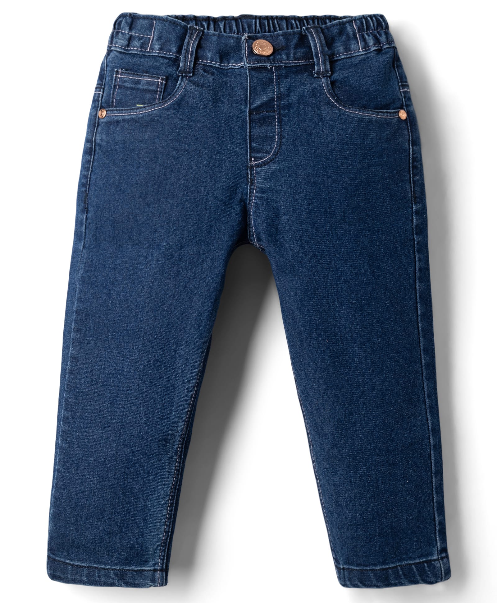 Babyhug Denim Full Length Skinny Fit Washed Jeans With Stretch - Dark Blue-picture-15