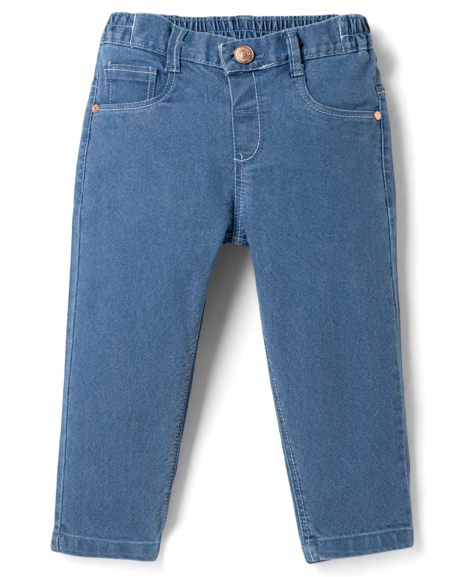 Babyhug Denim Full Length Skinny Fit Washed Jeans With Stretch - Medium Blue-image-44