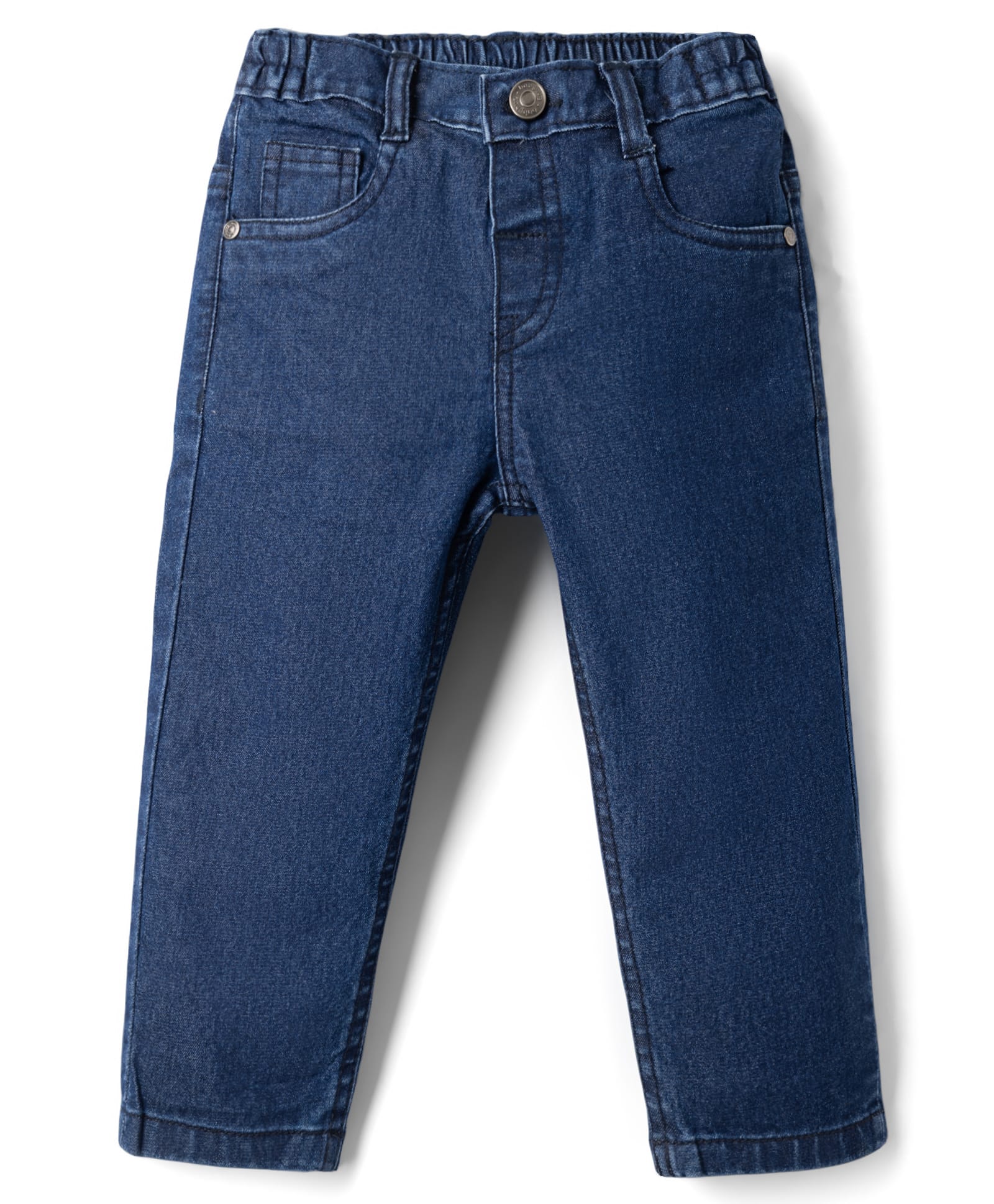 Babyhug Denim Full Length Slim Fit Washed Jeans With Stretch - Dark Blue-picture-23