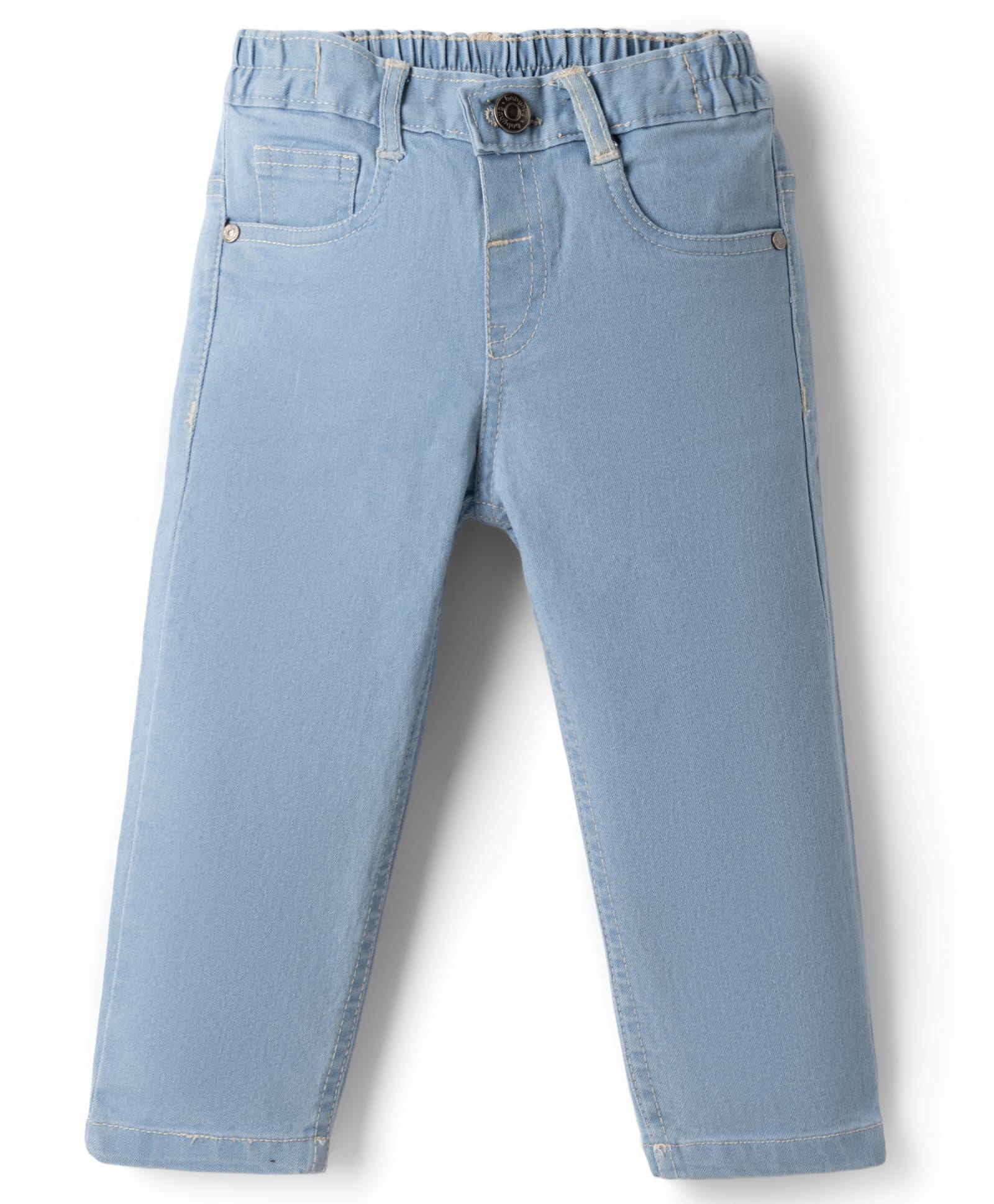 Babyhug Denim Full Length Slim Fit Washed Jeans With Stretch - Light Blue-picture-27